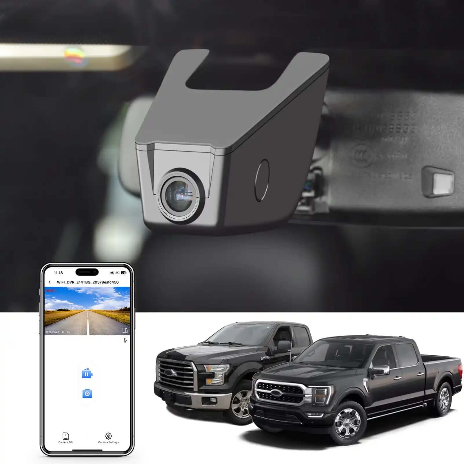 Mangoal discreet dash cam for Ford F-Series 4K Dash cam (2013-2024)