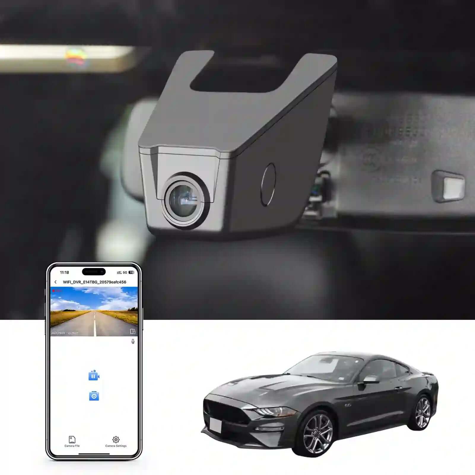 4K Dash Cam Fit for Ford Mustang S550 2015-2021(No a Big Cover), EcoBo