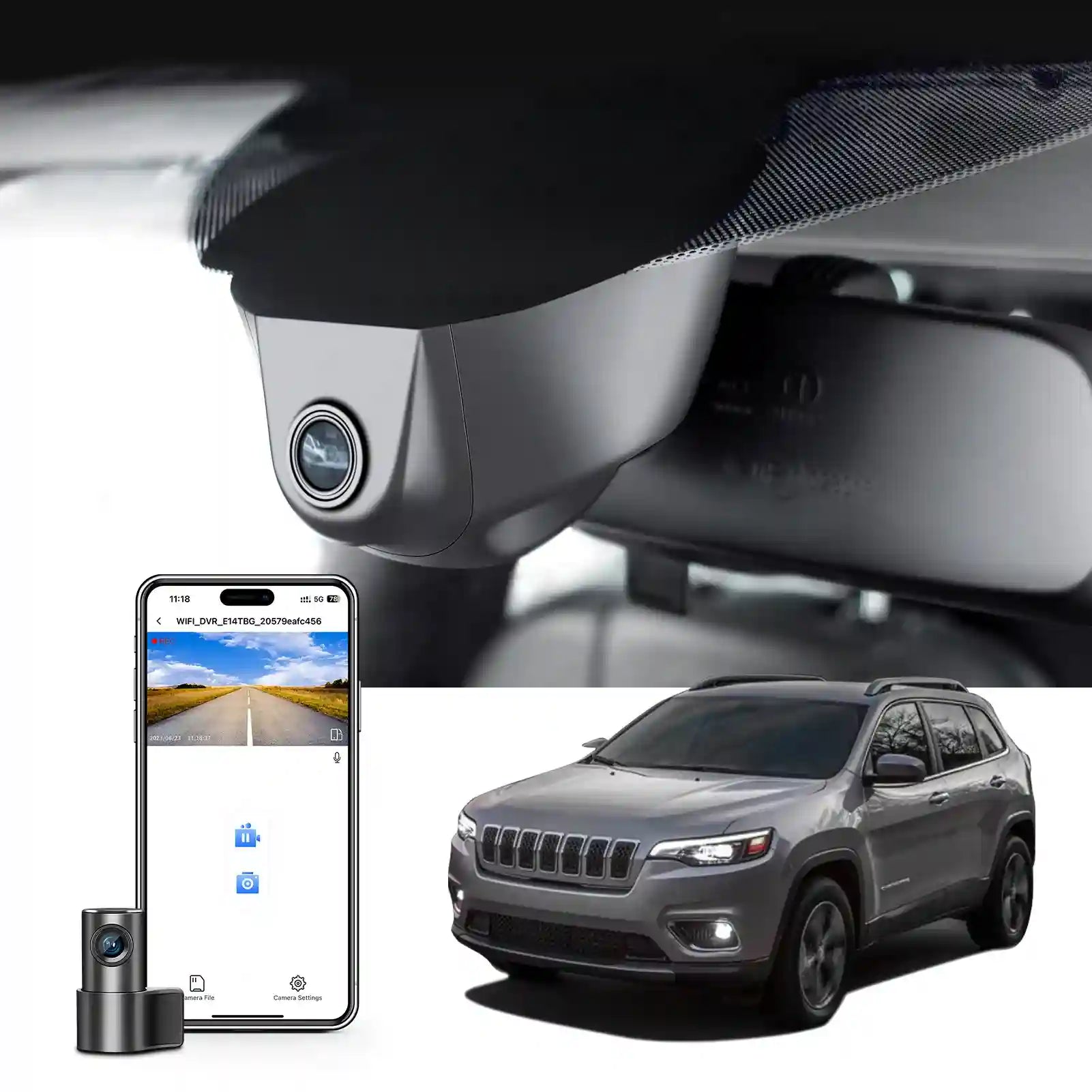 Mangoal Front 4K & Rear 1080P Dash Cam Fit for Jeep 5th Gen Cherokee 2014-2018 KL (Model A), Latitude Altitude Limited, Integrated OEM Look, UHD 2160P Video, Built-in WiFi, Free App and 128GB Card