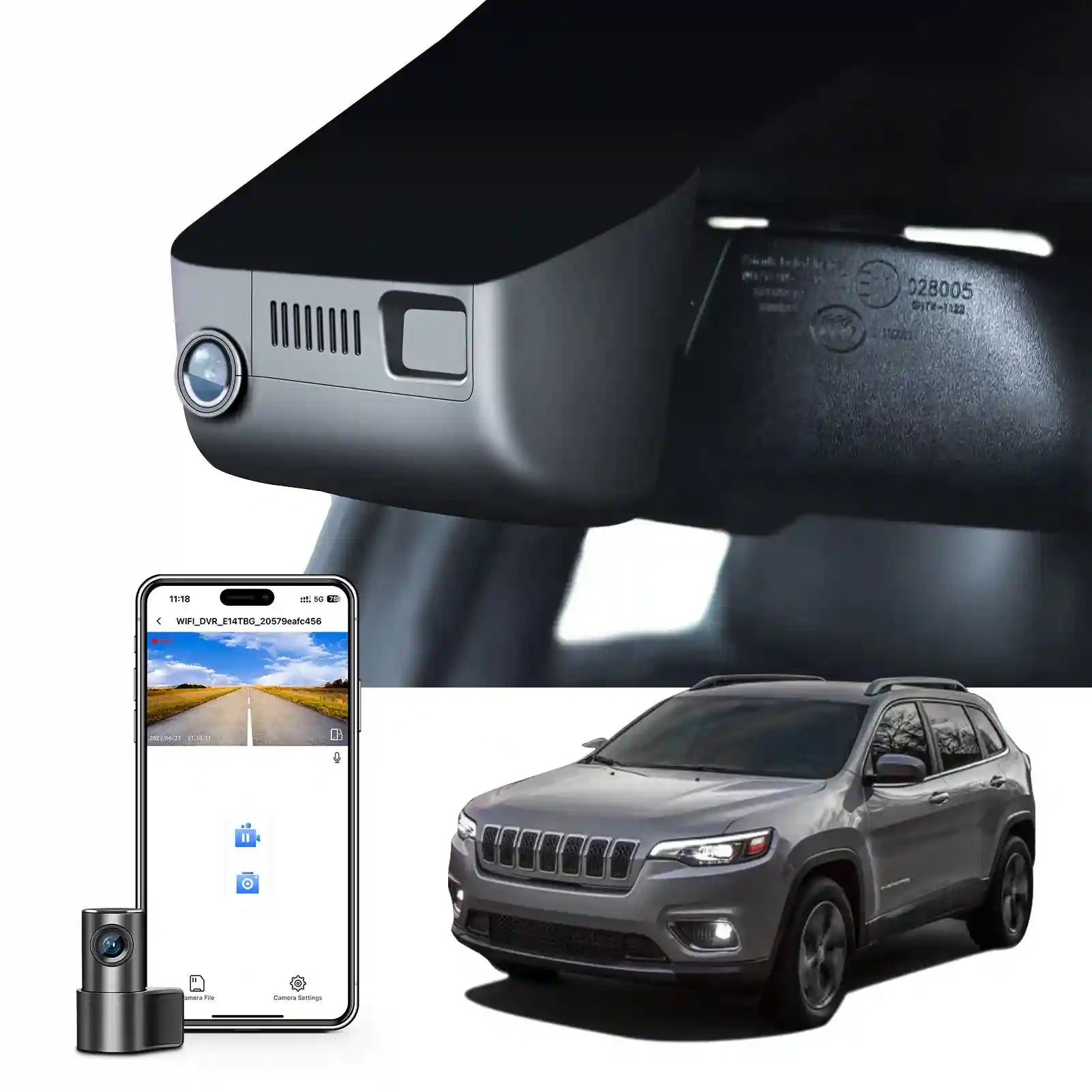 Mangoal Front 4K & Rear 1080P Dash Cam Fit for Jeep 5th Gen Cherokee 2014-2018 KL (Model B), Latitude Altitude Limited,UHD 2160P Video,OEM Look, Built-in WiFi,Easy to Install, Free App and 128GB Card