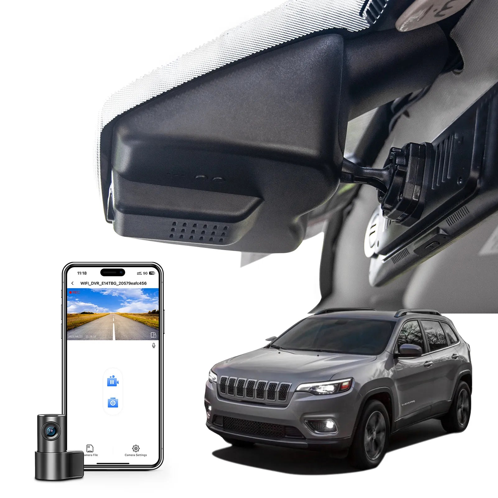 Mangoal Front 4K & Rear 1080P Dash Cam Fit for Jeep 5th Gen Cherokee 2014-2018 KL (Model C),Latitude Latitude Plus Limited Trailhawk,OEM Look, UHD 2160P Video, Easy to Install Free App and 128GB Card