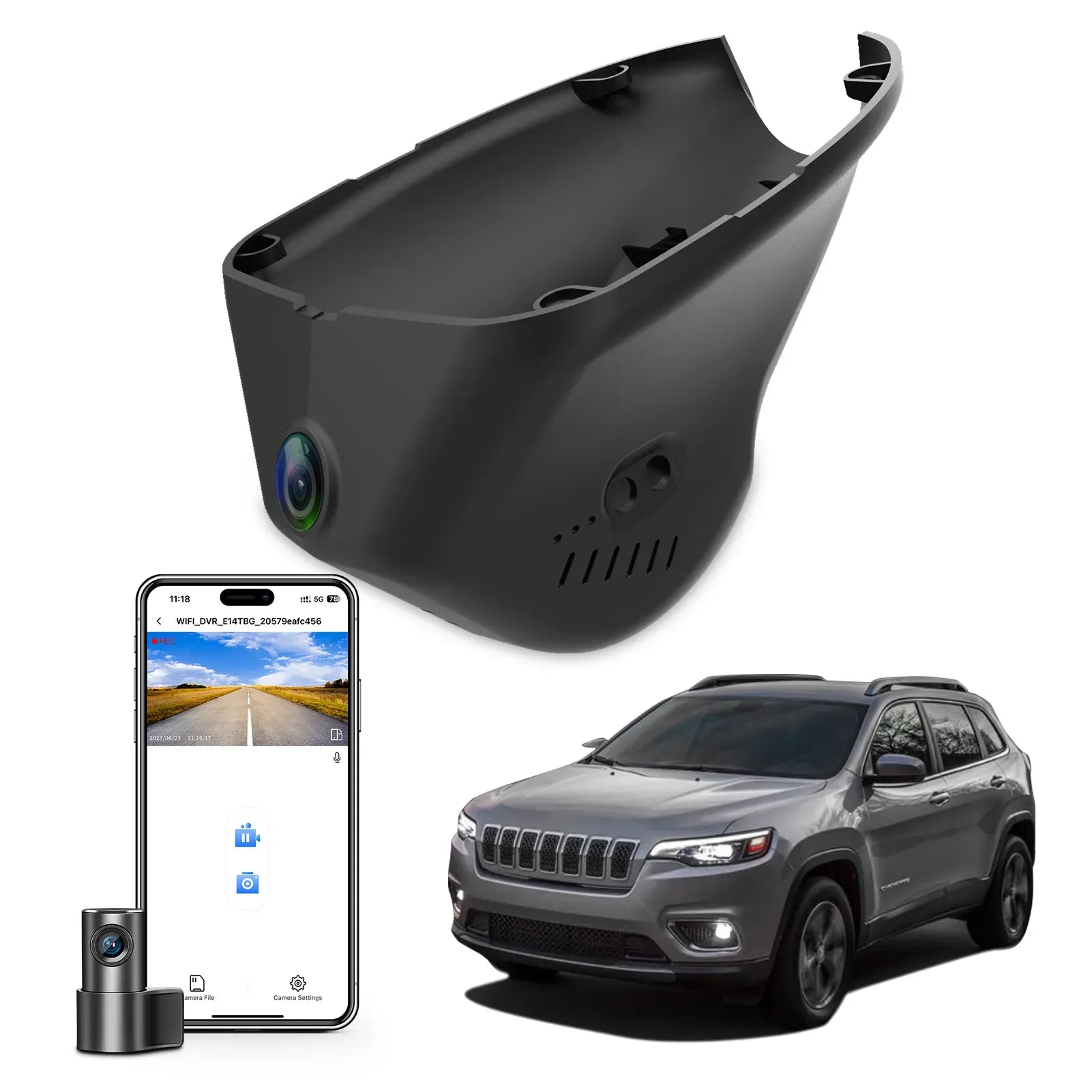 Mangoal Front 4K & Rear 1080P Dash Cam Fit for Jeep 5th Gen Cherokee 2019-2023 KL (Model D),Latitude Lux Limited Trailhawk X,OEM Look, UHD 2160P Video, Easy to Install, Free App and 128GB Card