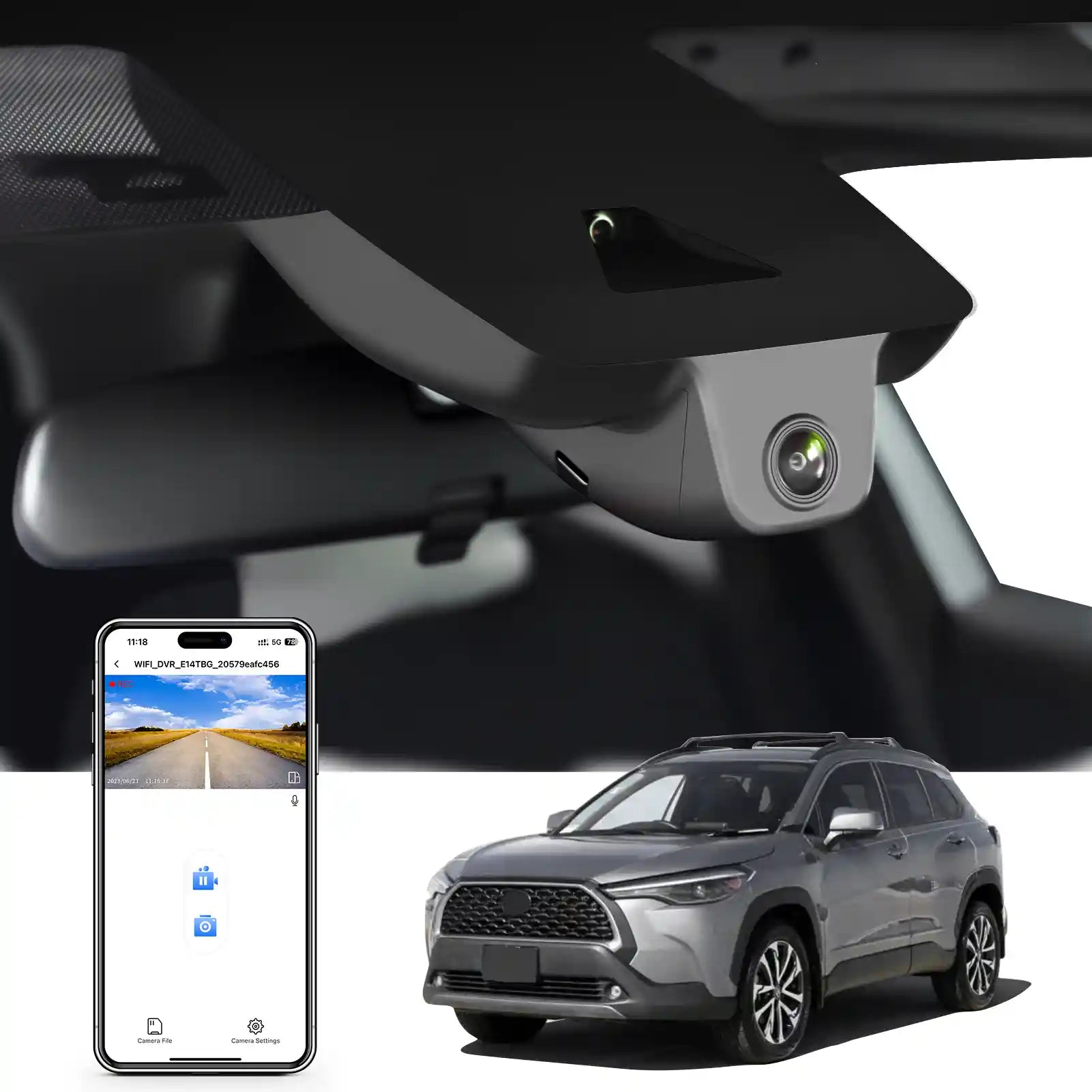 Mangoal 4K Dash Cam Custom fit for Toyota Corolla Cross 2022 (Model B), LE L XLE, Integrated OEM Look, 2160P UHD Video, Built-in WiFi & APP, Loop Recording, Gravity Sensor, Easy to Install