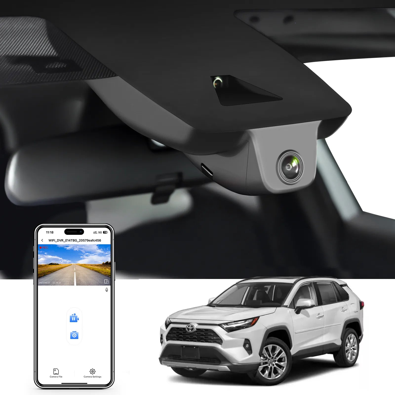 Mangoal 4K Dash Cam Custom for Toyota RAV4 & RAV4 Hybrid 2022 2023 2024 (Model B) with Vent Hole,LE Limited SE Adventure XLE Premium XSE,OEM Look, UHD 2160P Video, WiFi & App, 128GB Card