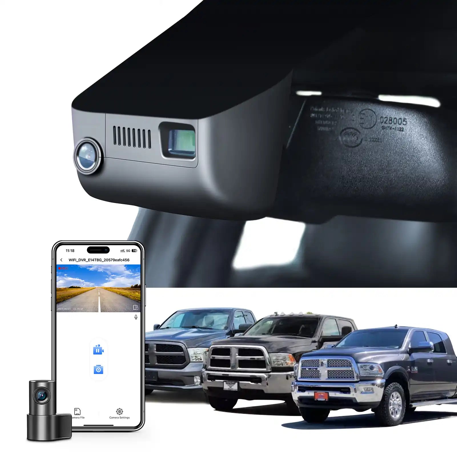 Mangoal Front 4K & Rear 1080P Dash Cam Custom for Dodge RAM 1500/2500/3500 2013 2014 2015 2016 2017 2018 Accessories, 1500 Classic 2019-2022(Model C), OEM Look, UHD 2160P Video, WiFi & App, 128GB Card
