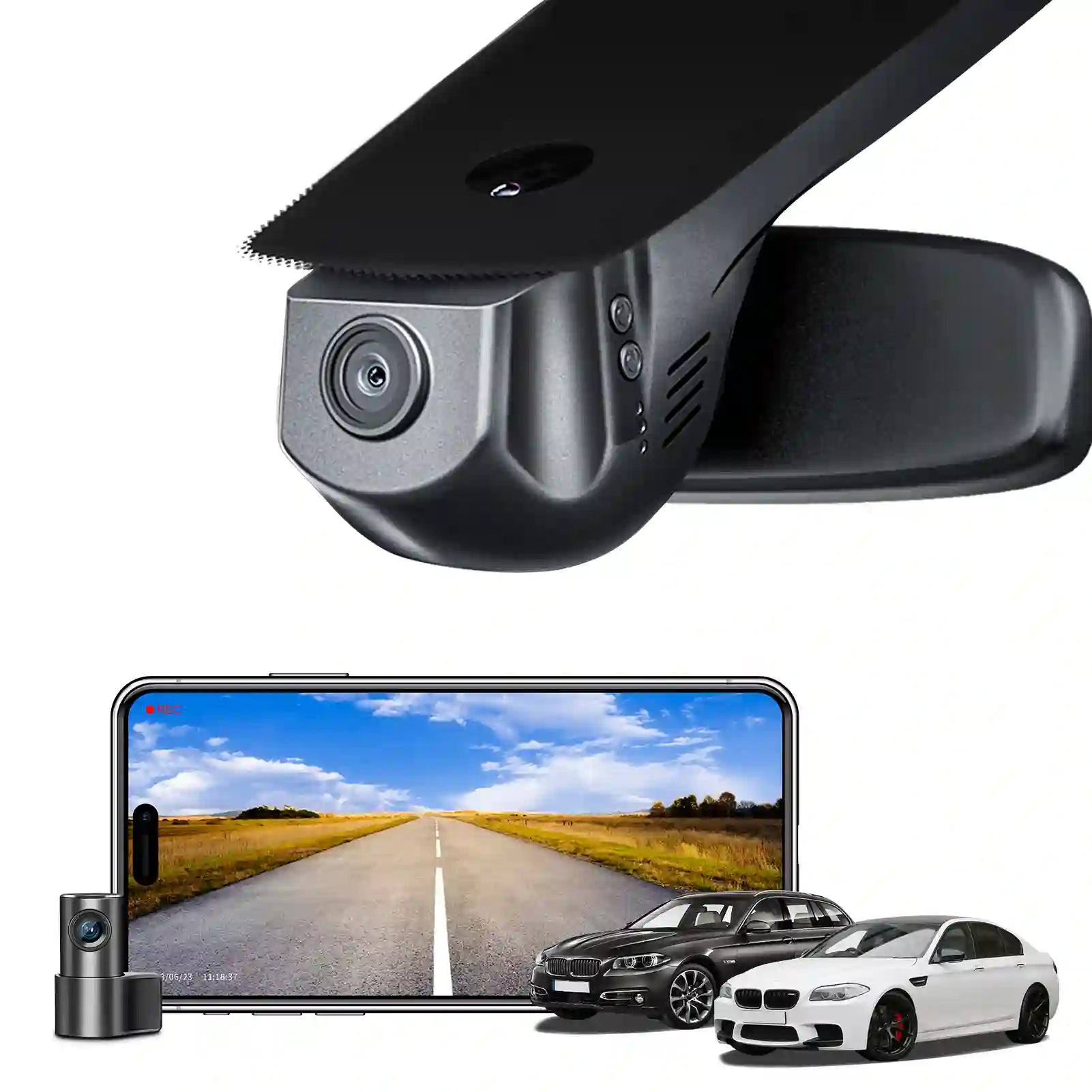 Front 4K & Rear 1080p Dash Cam for BMW 5 Series Gen6 F07 F10 F11 F18 2014 2015 2016 Select 2017 M5 F10(Model A), OEM Style, 2160P UHD Video, WiFi & APP, 128GB Card