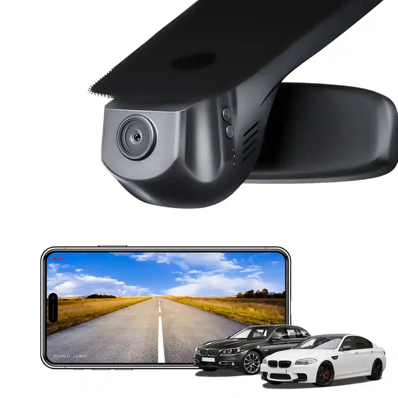 4K Dash Cam for BMW 5 Series Gen6 F07 F10 F11 F18 2014 2015 2016 Select 2017 M5 F10(Model A), OEM Style, 2160P UHD Video, WiFi & APP, 64GB Card