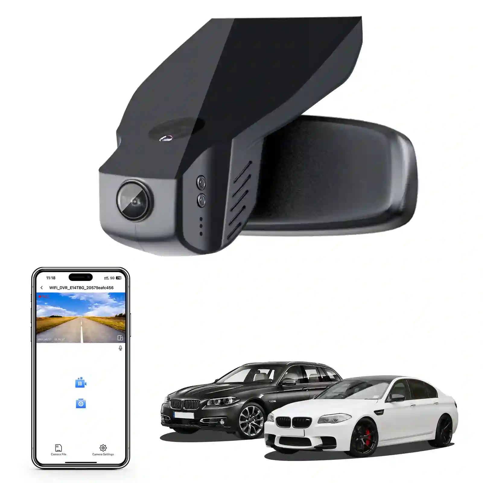 4K Dash Cam for BMW 5 Series Gen6 F07 F10 F11 F18 2014 2015 2016 Select 2017 M5 F10(Model B), OEM Style, 2160P UHD Video, WiFi & APP, 64GB Card