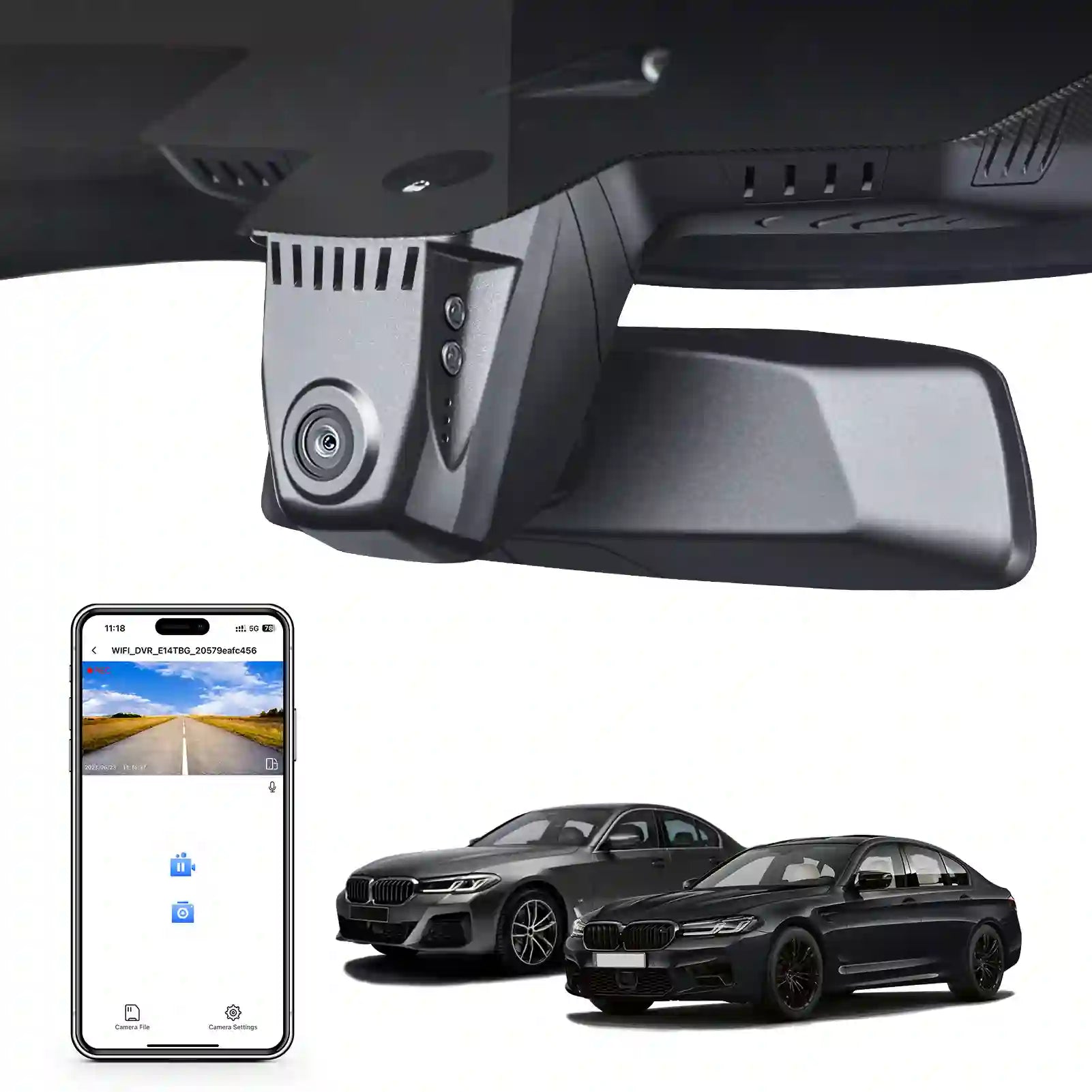 4K Dash Cam for BMW 5 Series Gen7 G30 G31 G38 2018 2019 2020 2021 2022 2023 Select 2017 M5 F90(Model A), OEM Style, 2160P UHD Video, WiFi & APP, 64GB Card