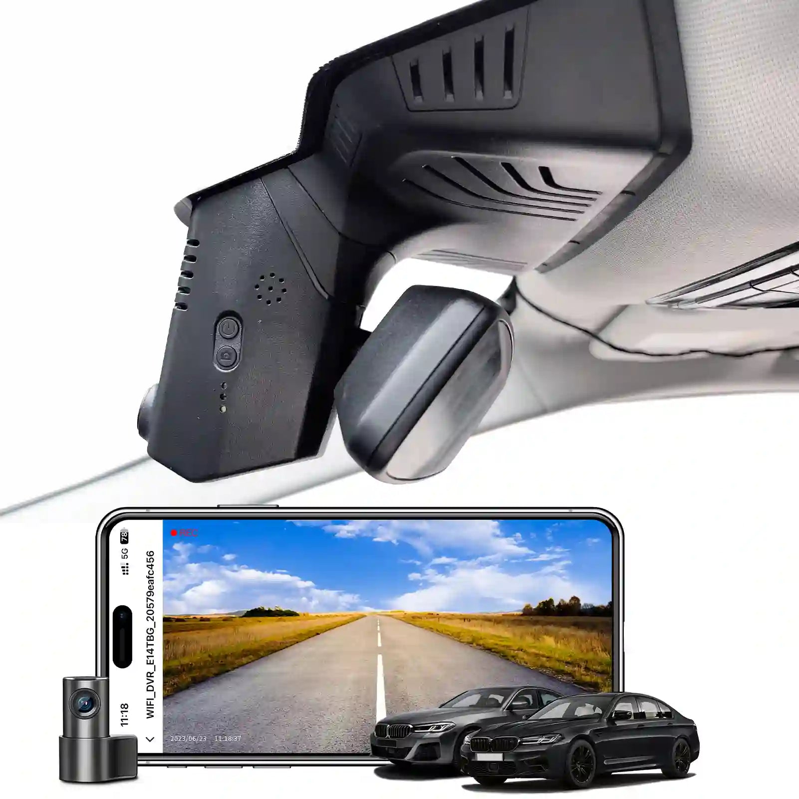 Front 4K & Rear 1080p Dash Cam for BMW 5 Series Gen7 G30 G31 G38 2018 2019 2020 2021 2022 2023 Select 2017 M5 F90(Model B), OEM Style, 2160P UHD Video, WiFi & APP, 128GB Card