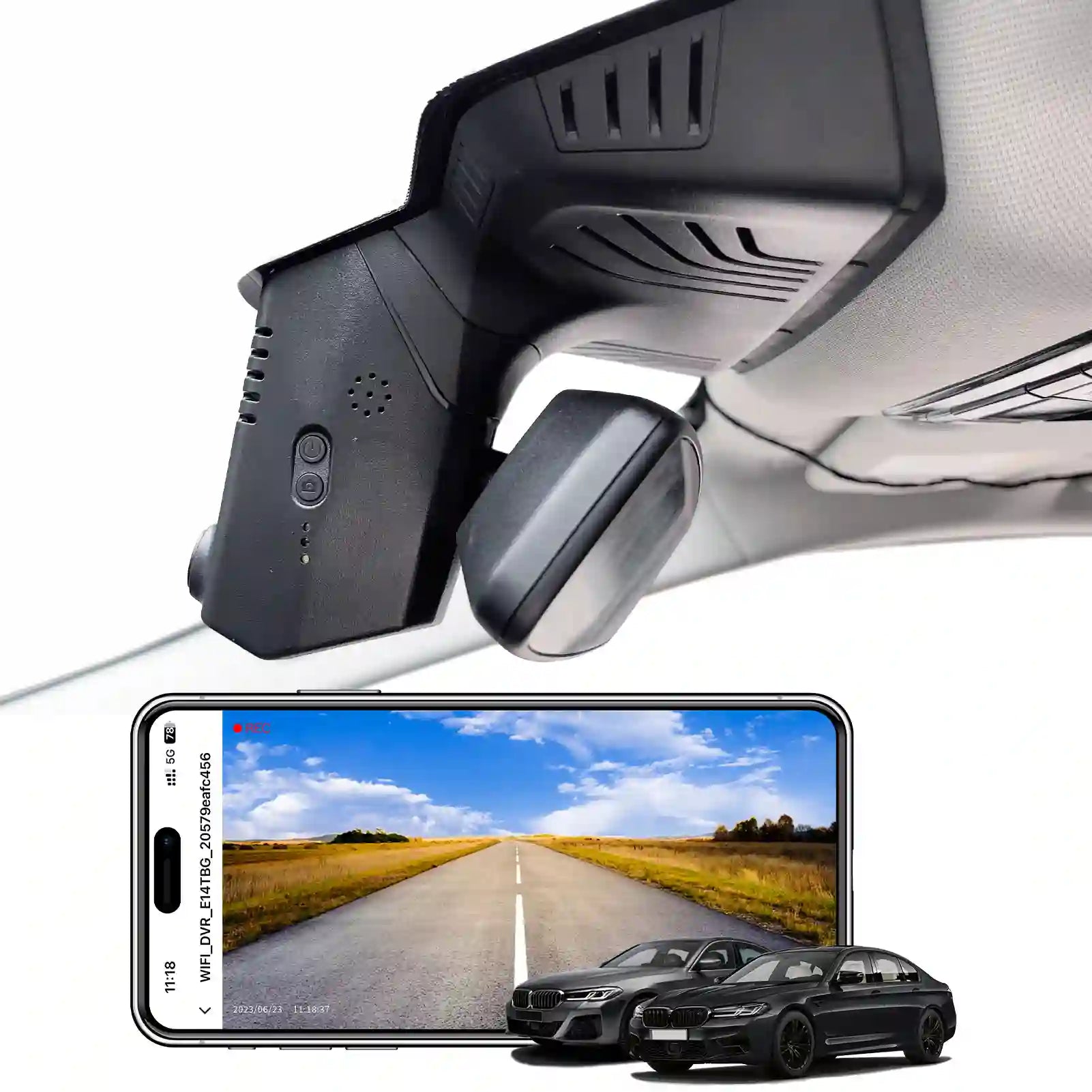 4K Dash Cam for BMW 5 Series Gen7 G30 G31 G38 2018 2019 2020 2021 2022 2023 Select 2017 M5 F90(Model B), OEM Style, 2160P UHD Video, WiFi & APP, 64GB Card