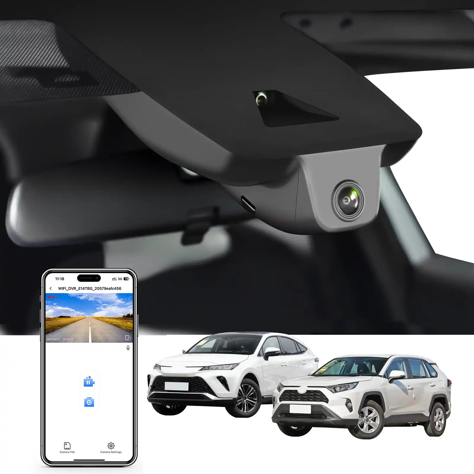 Mangoal 4K Dash Cam Custom fit for Toyota RAV4(Model A) Gen5 2019 2020 2021, RAV4 Prime Gen5 2022 2023 2024,XLE Premium Adventure Limited TRD Off Road, UHD 2160P Video, WiFi & App, 128GB Card