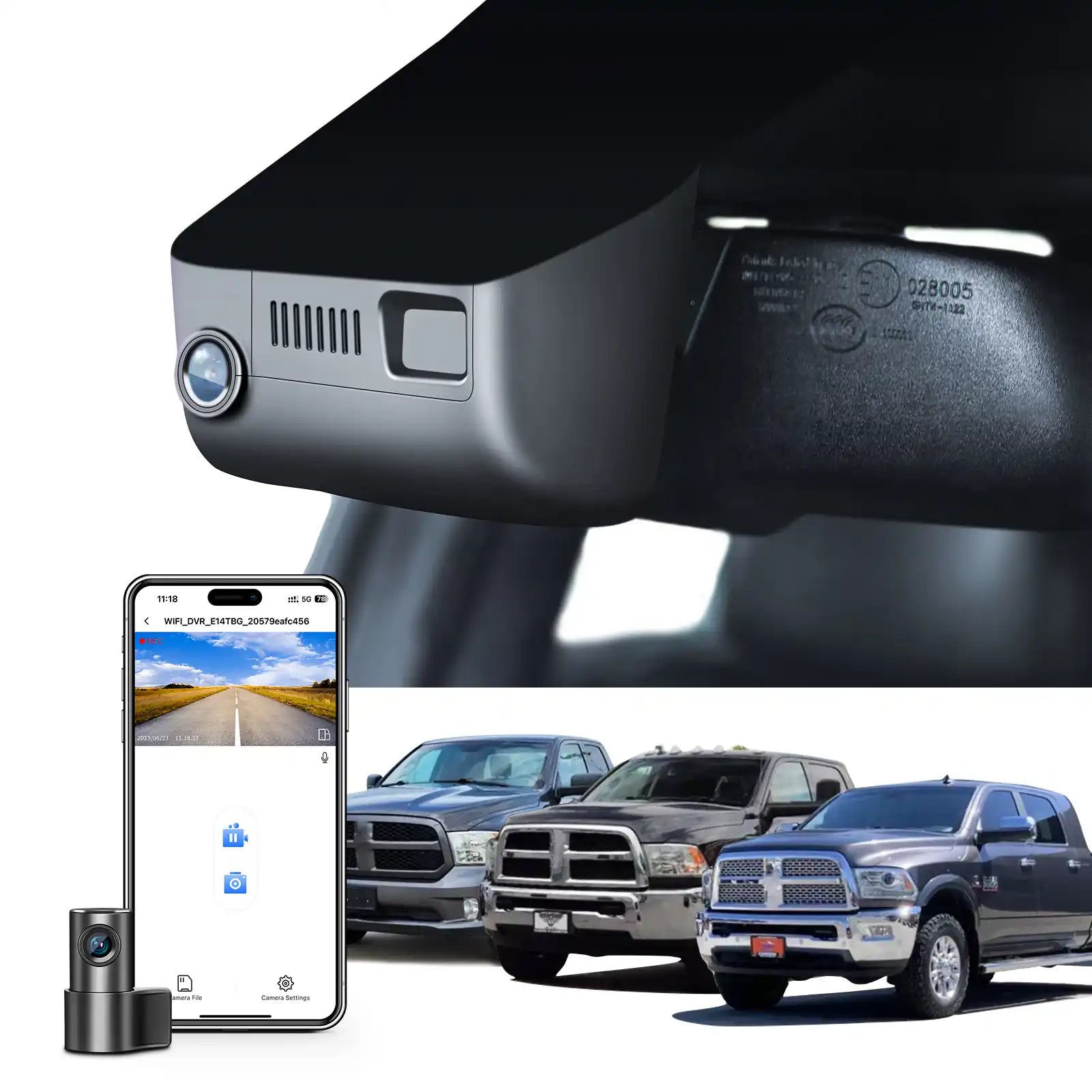 Mangoal 4K & Rear 1080P Dash Cam Custom Fit for Dodge RAM 1500/2500/3500 2013 2014 2015 2016 2017 2018, 1500 Classic 2019-2022 (Model B), DS/DJ/D2 Accessories, UHD 2160P Video, WiFi & App, 128GB Card