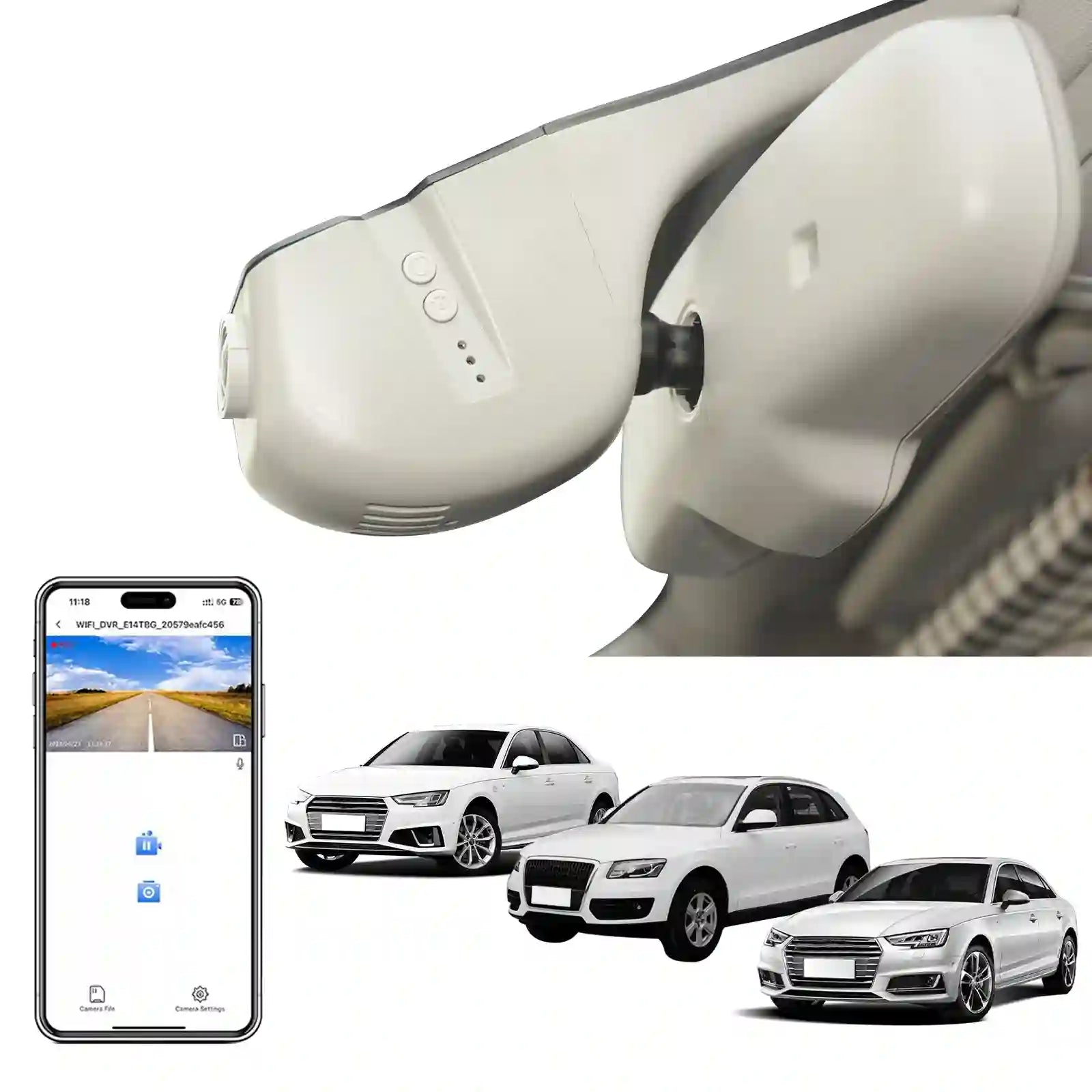 4K Dash Cam Custom fit for Audi (Model C Beige), Integrated OEM Look,