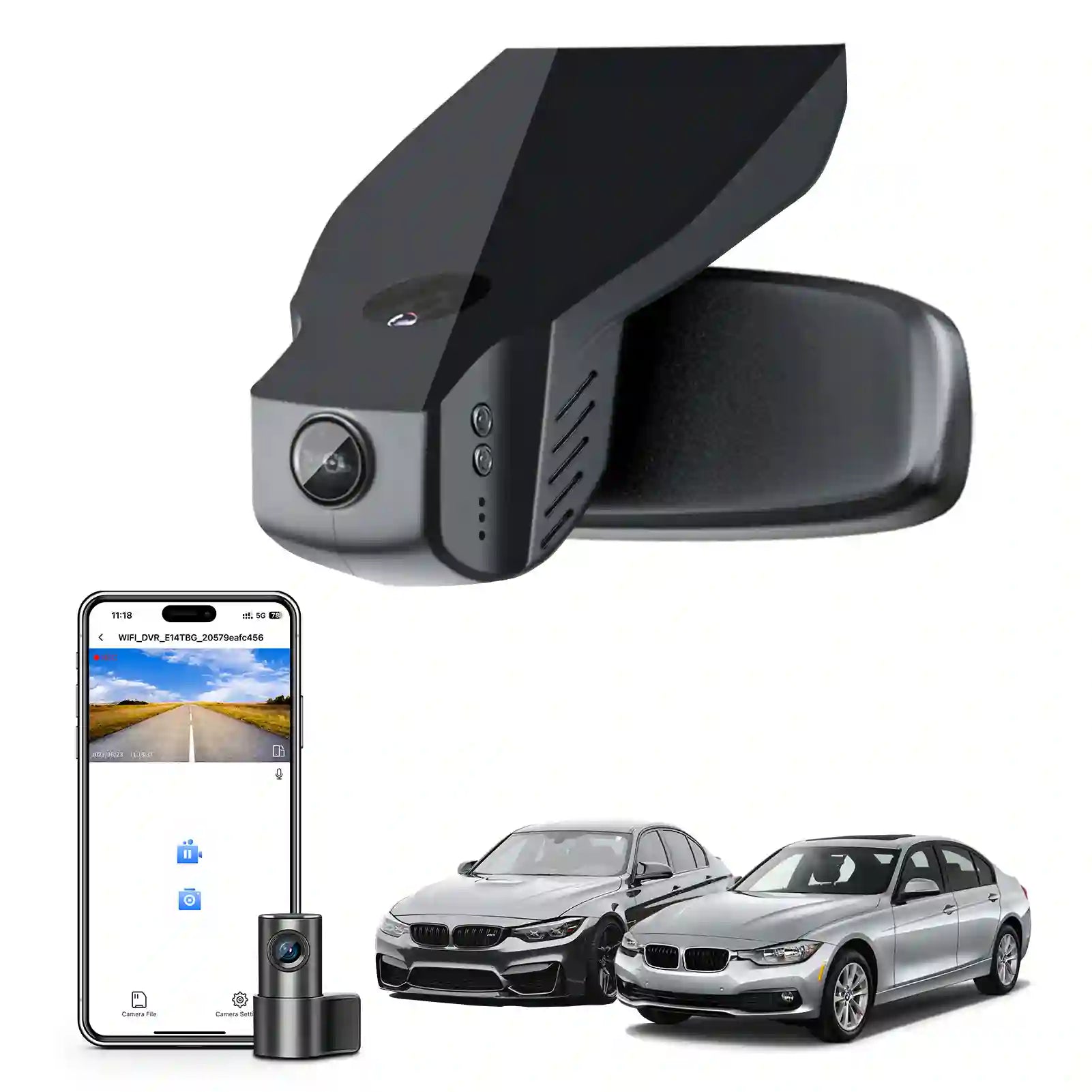 Front 4K & Rear 1080p Dash Cam for BMW 3-Series Gen6 F30 F31 F34 F35 2012 2013 2014 2015 2016 2017 2018 Select 2019 M3 F80(Model B), OEM Style, 2160P UHD Video, WiFi & APP, 128GB Card