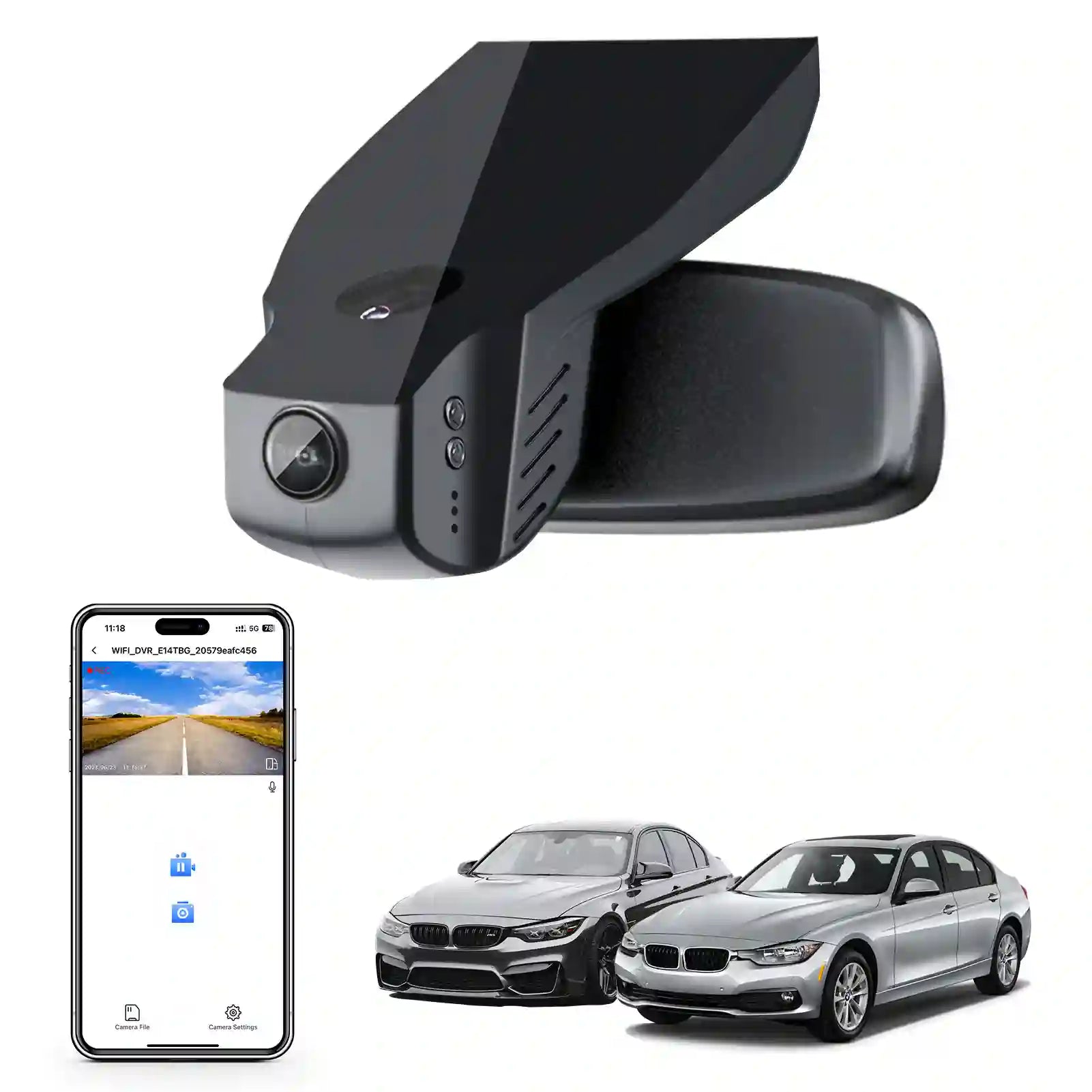 4K Dash Cam for BMW 3-Series Gen6 F30 F31 F34 F35 2012 2013 2014 2015 2016 2017 2018 Select 2019 M3 F80(Model B), OEM Style, 2160P UHD Video, WiFi & APP, 64GB Card