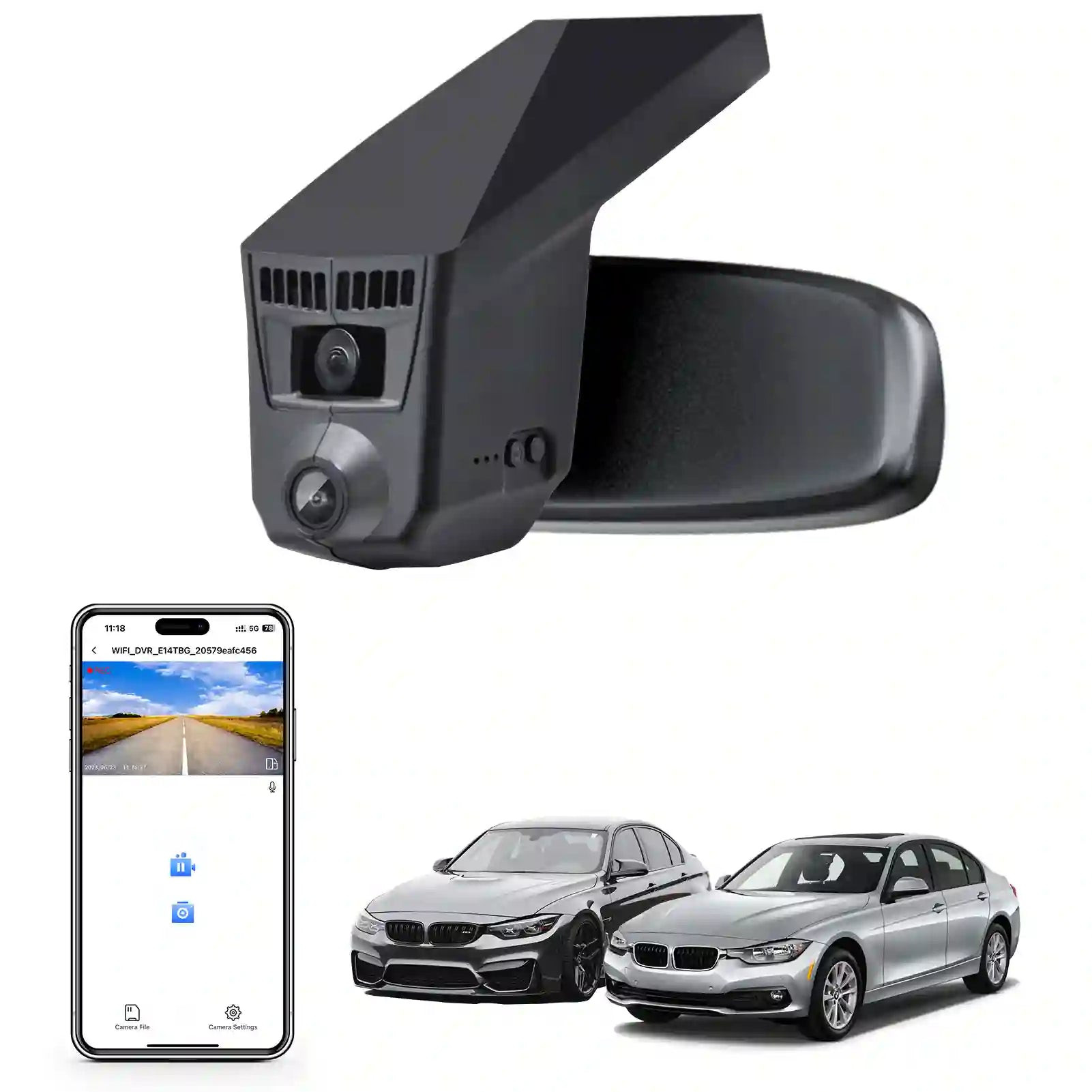 4K Dash Cam for BMW 3-Series Gen6 F30 F31 F34 F35 2012 2013 2014 2015 2016 2017 2018 Select 2019 M3 F80(Model C), OEM Style, 2160P UHD Video, WiFi & APP, 64GB Card