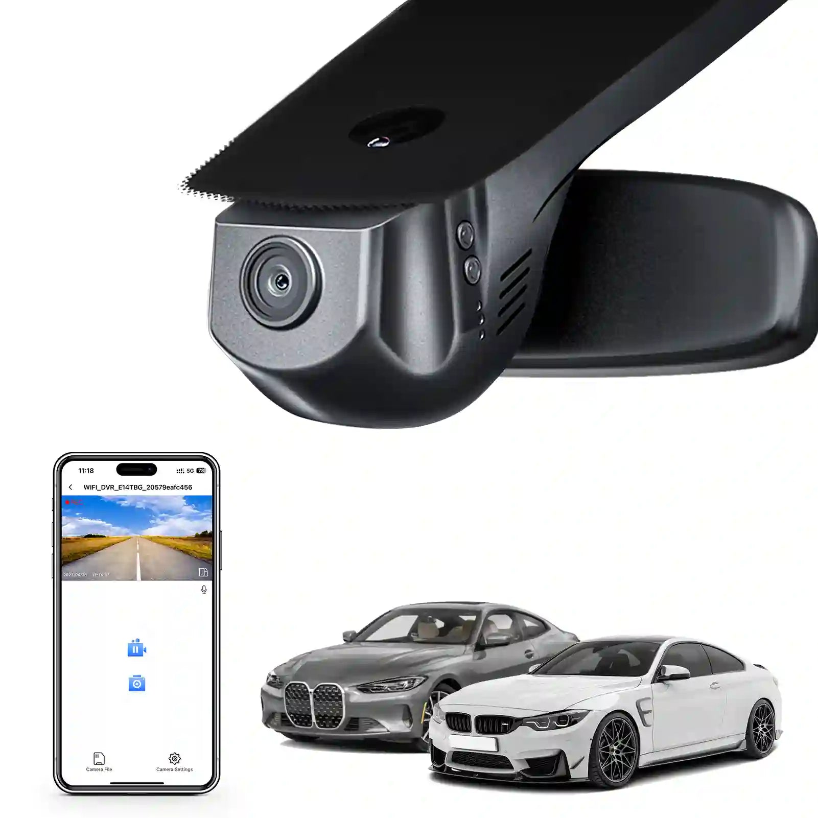 4K Dash Cam for BMW 4-Series Gen1 G32 G33 G36 2014 2015 2016 2017 2018 2019 2020 M4 F82 F83(Model A), OEM Style, 2160P UHD Video, WiFi & APP, 64GB Card