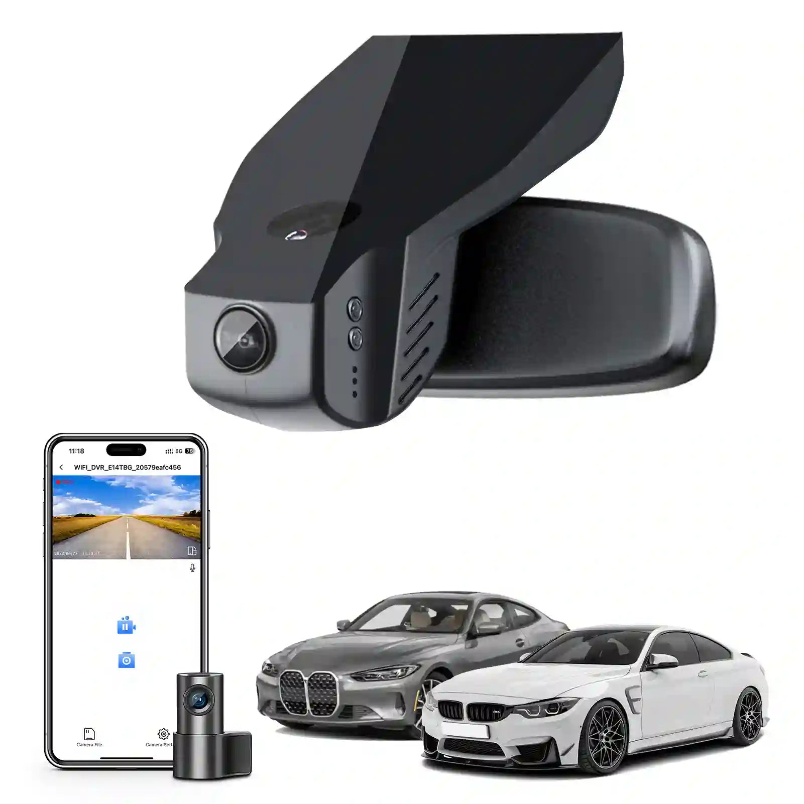 Front 4K & Rear 1080p Dash Cam for BMW 4-Series Gen1 G32 G33 G36 2014 2015 2016 2017 2018 2019 2020 M4 F82 F83(Model B), OEM Style, 2160P UHD Video, WiFi & APP, 128GB Card