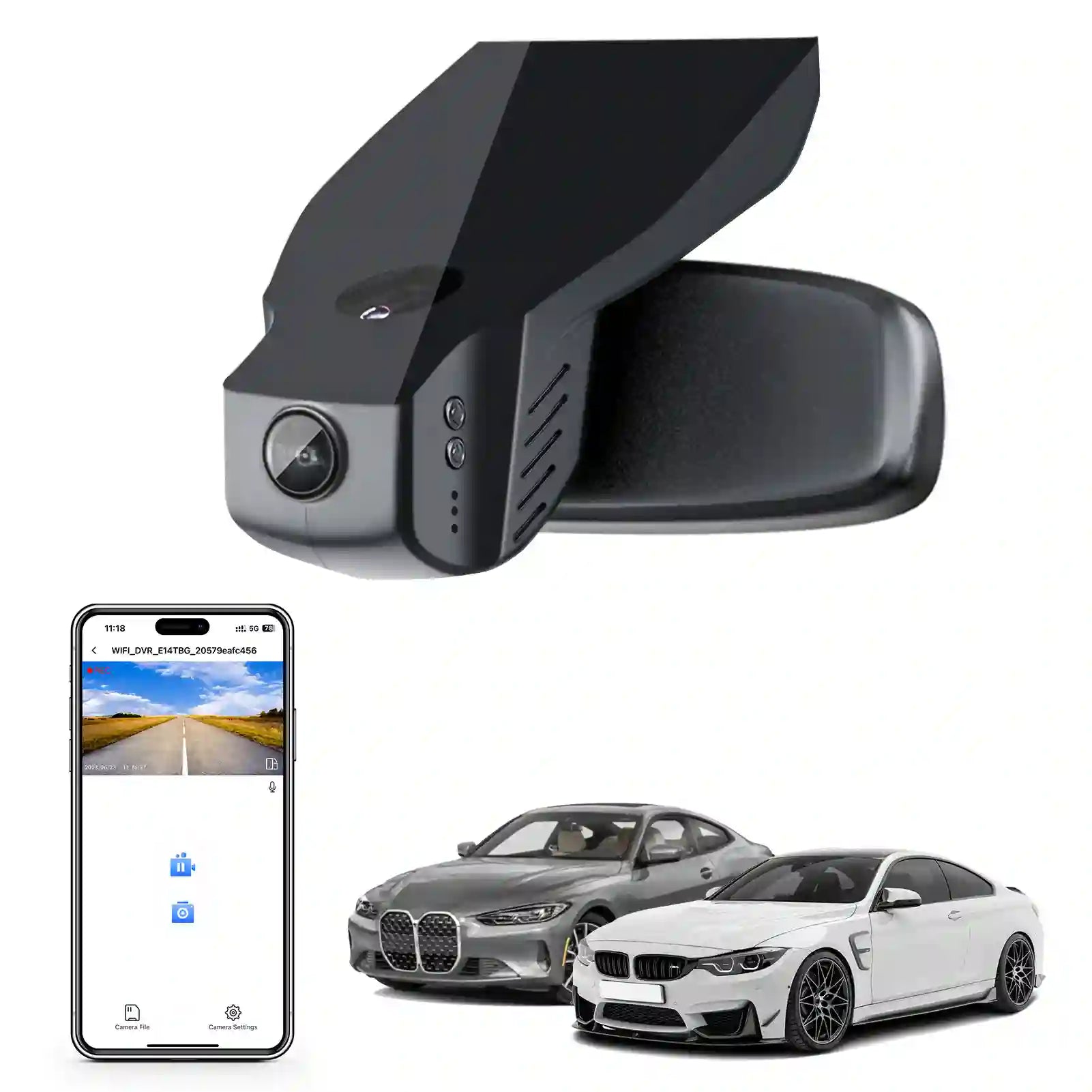 4K Dash Cam for BMW 4-Series Gen1 G32 G33 G36 2014 2015 2016 2017 2018 2019 2020 M4 F82 F83(Model B), OEM Style, 2160P UHD Video, WiFi & APP, 64GB Card