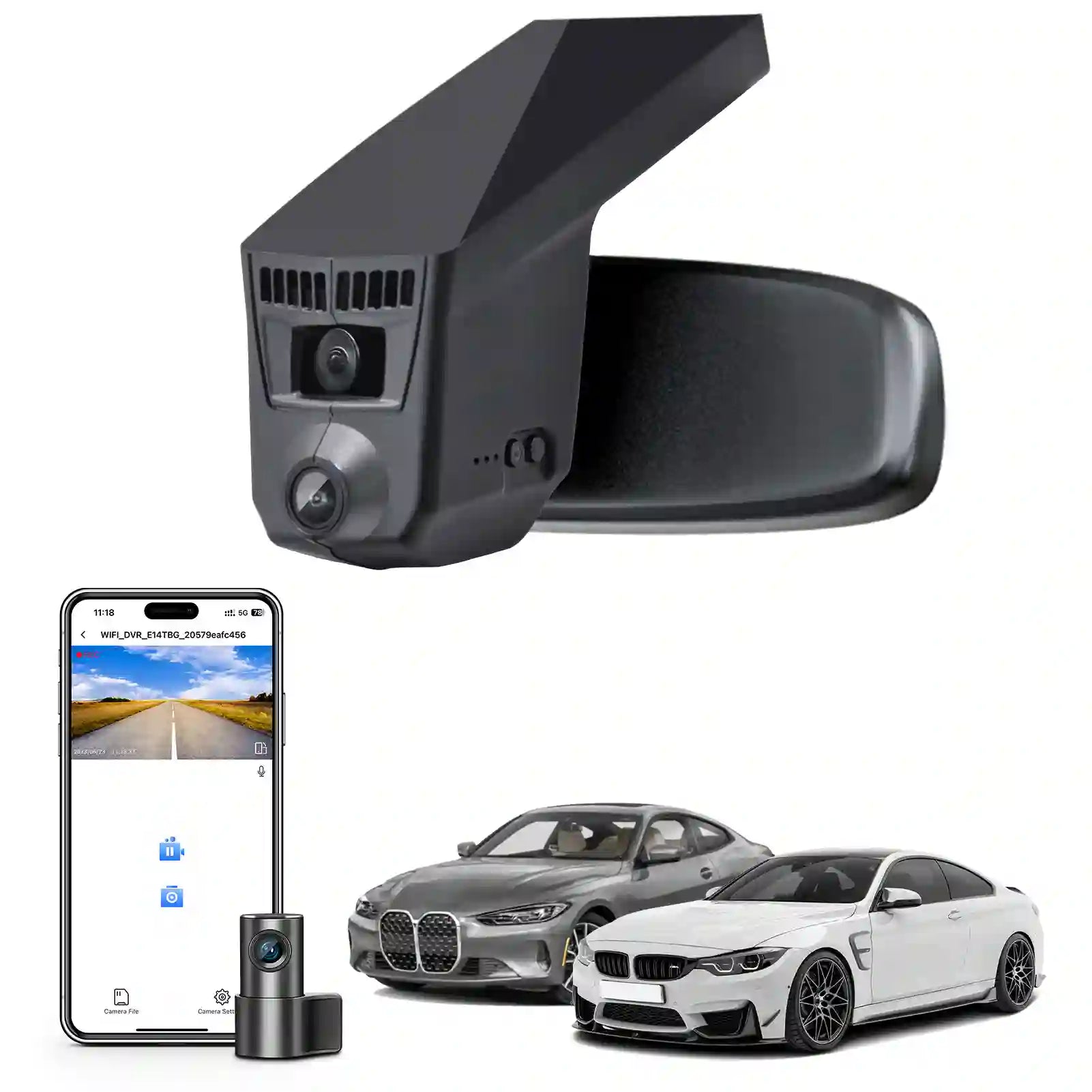 Front 4K & Rear 1080p Dash Cam for BMW 4-Series Gen1 G32 G33 G36 2014 2015 2016 2017 2018 2019 2020 M4 F82 F83(Model C), OEM Style, 2160P UHD Video, WiFi & APP, 128GB Card