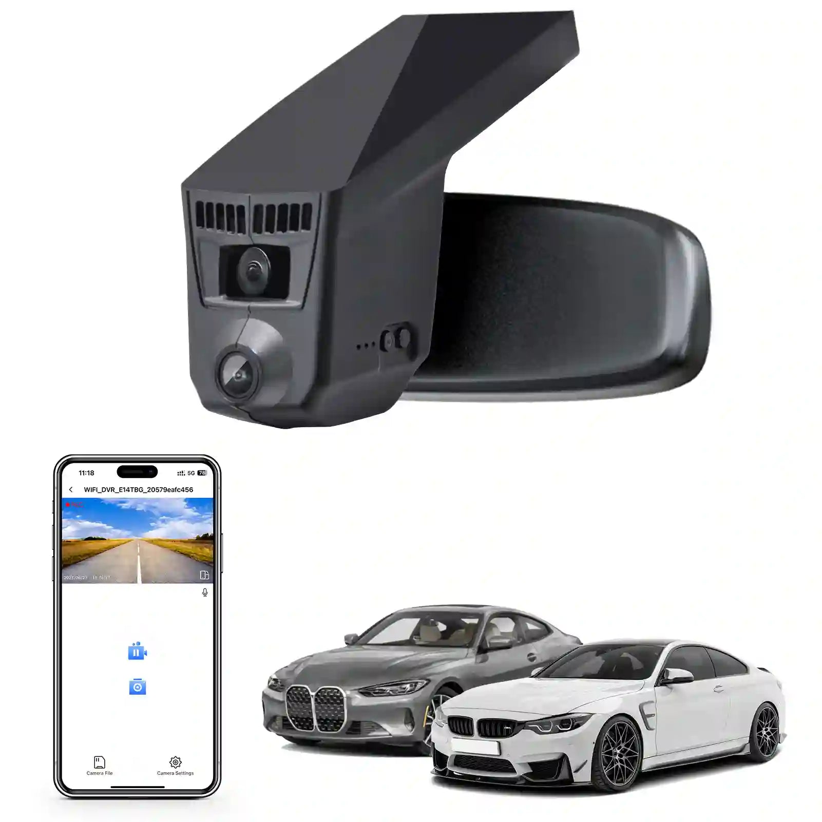 4K Dash Cam for BMW 4-Series Gen1 G32 G33 G36 2014 2015 2016 2017 2018 2019 2020 M4 F82 F83(Model C), OEM Style, 2160P UHD Video, WiFi & APP, 64GB Card