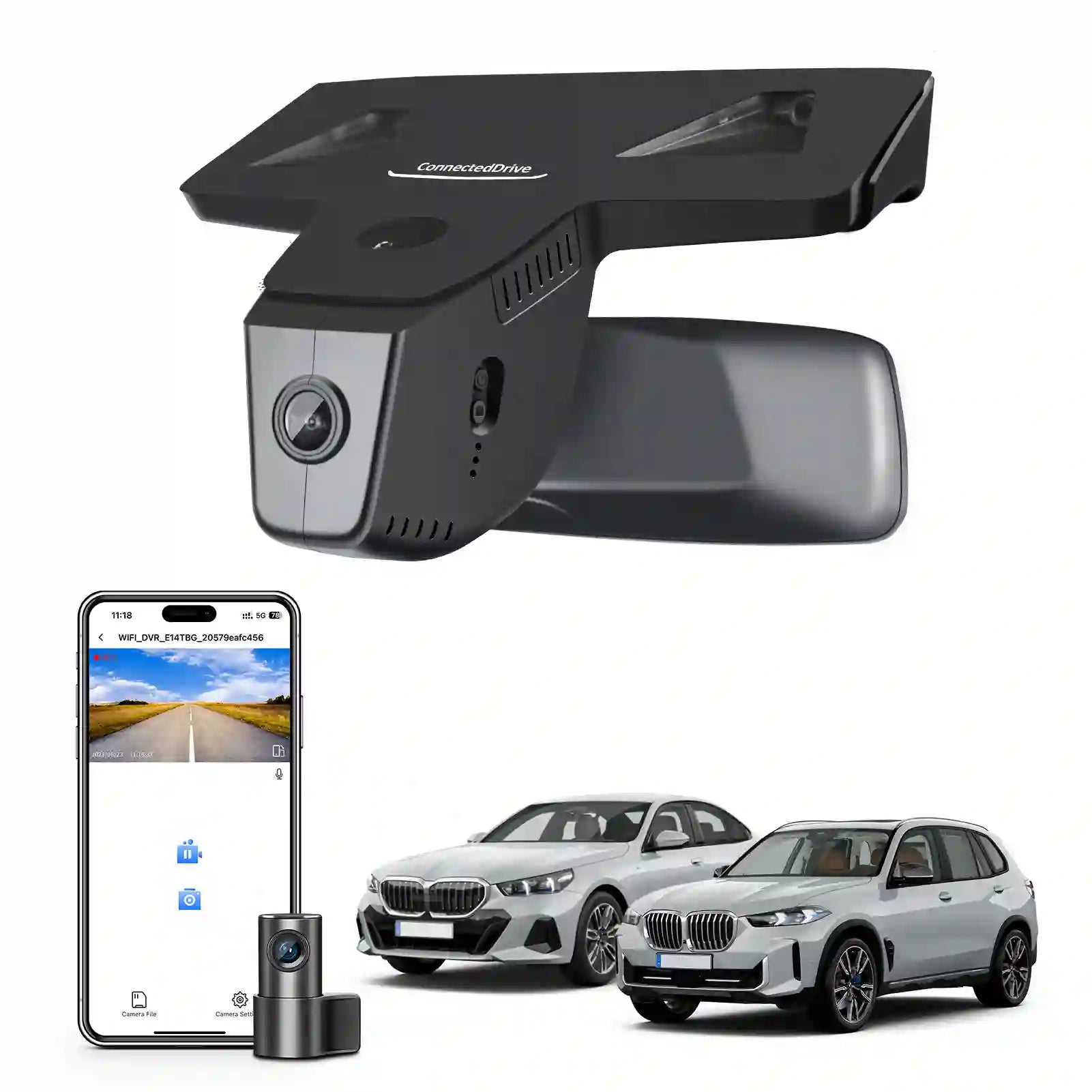 Front 4K & Rear 1080p Dash Cam for BMW Select 5 Series Gen8 G60 G61 G68 2024+ M5 G90 G99, OEM Style, 2160P UHD Video, WiFi & APP, 128GB Card