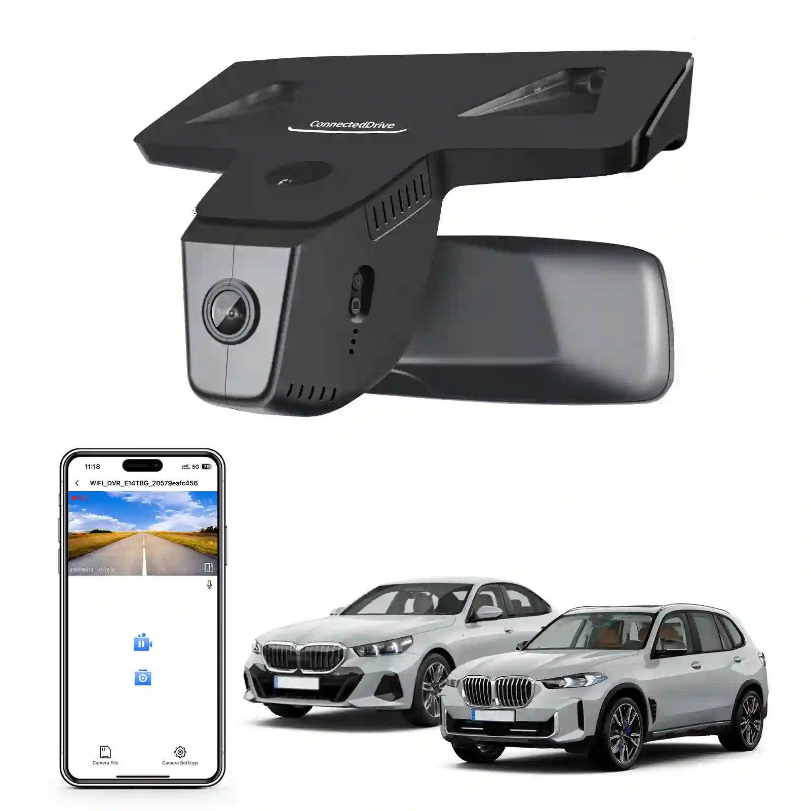 Roll over image to zoom in 4K Dash Cam for BMW Select 5 Series Gen8 G60 G61 G68 2024+ M5 G90 G99, OEM Style, 2160P UHD Video, WiFi & APP, 64GB Card