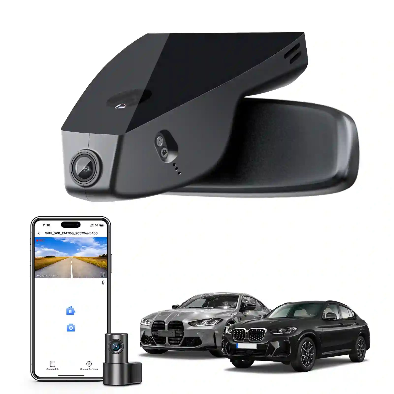 Front 4K & Rear 1080p Dash Cam for BMW 4-Series Gen2 G22 G23 G26 2021 2022 2023 2024 M4 G82 G83(Model A), OEM Style, 2160P UHD Video, WiFi & APP, 128GB Card