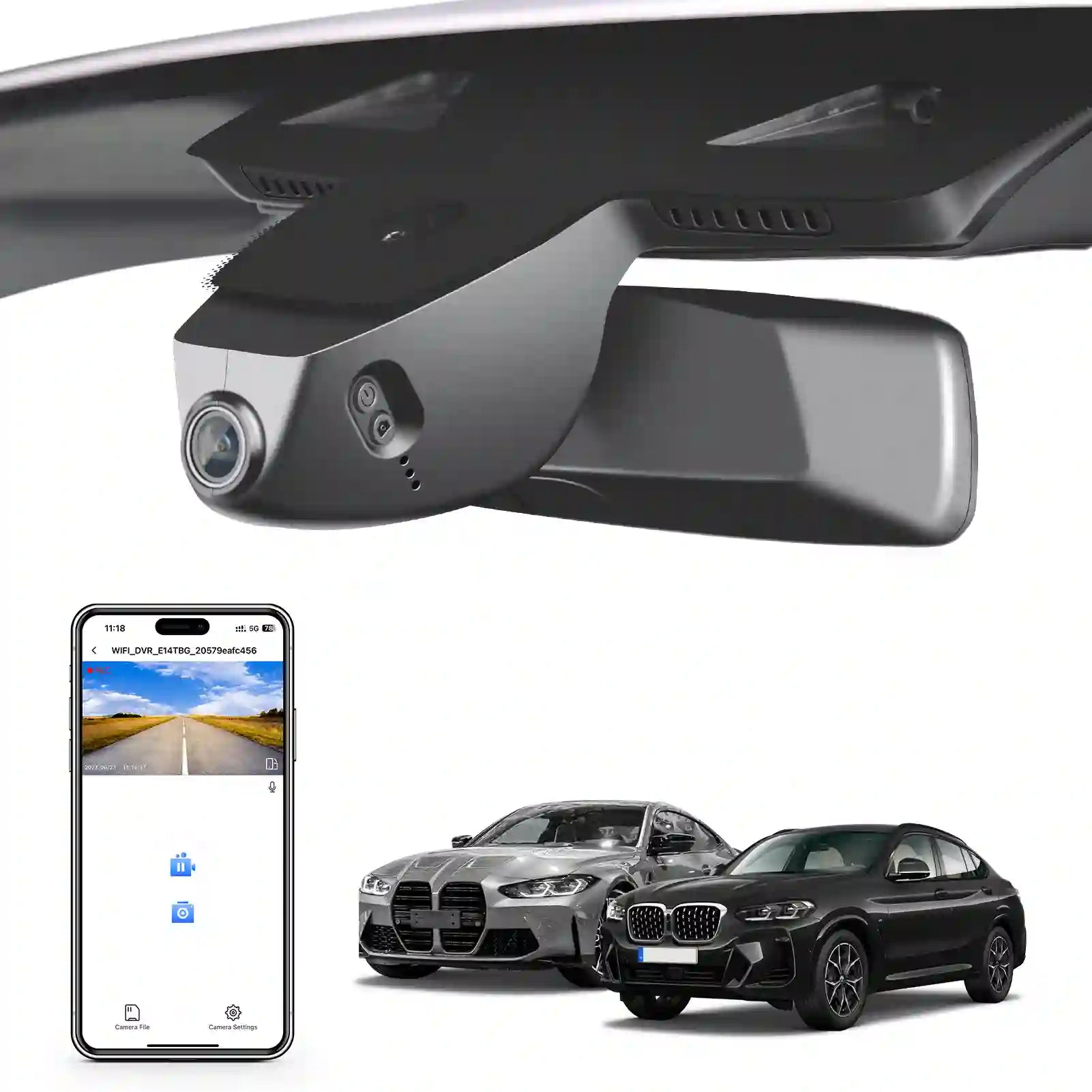 4K Dash Cam for BMW 4-Series Gen2 G22 G23 G26 2021 2022 2023 2024 M4 G82 G83(Model B), OEM Style, 2160P UHD Video, WiFi & APP, 64GB Card