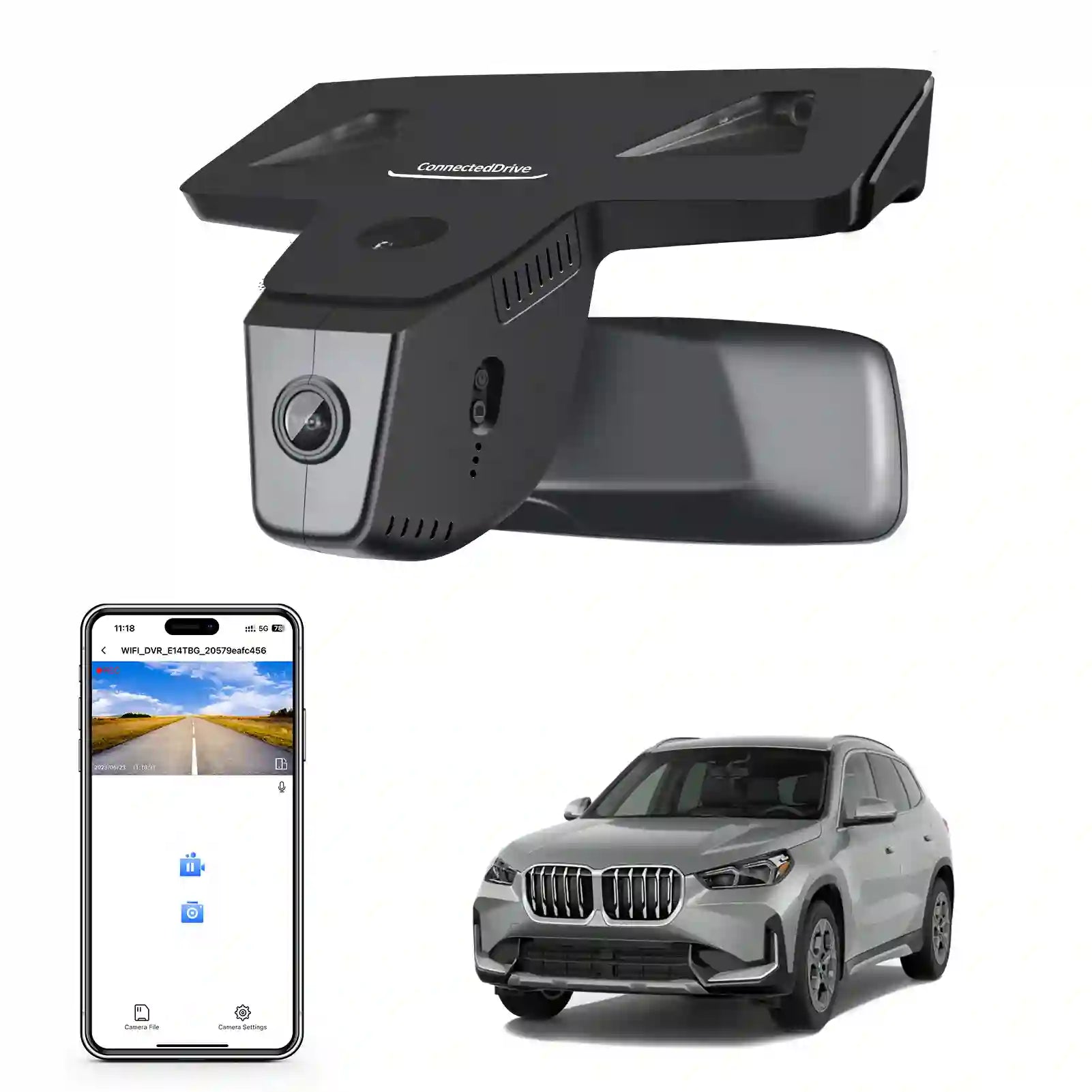 4K Dash Cam Custom for BMW X1 Gen3 U11/U12 2023 2024 2025, Xdrive28i, OEM Style, 2160P UHD Video, WiFi & APP, 64GB Card