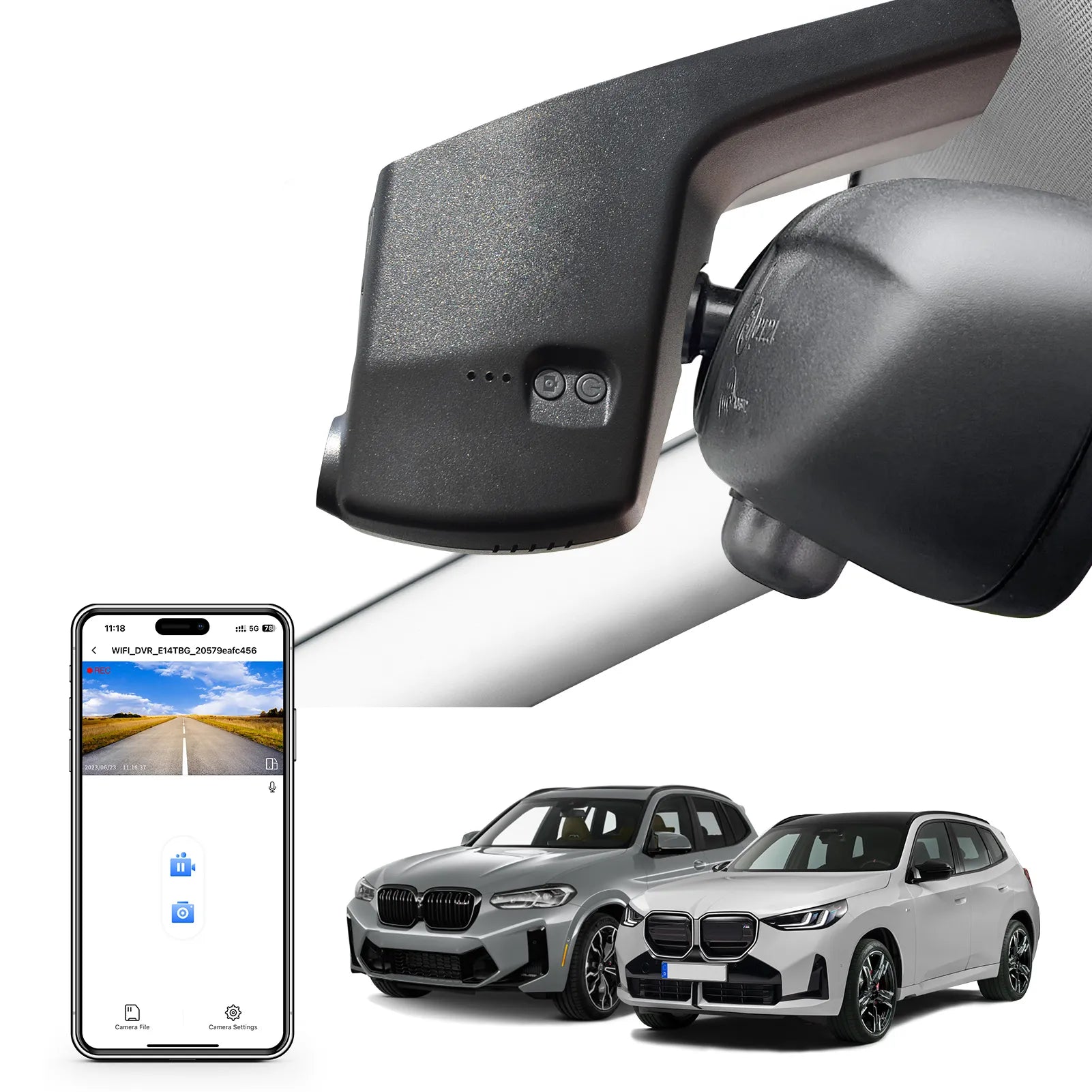 4K Dash Cam Custom for BMW Gen3 G01 X3 2018-2024, F97 X3M 2020+(Model B), sDrive28i xDrive30i M40i, OEM Style, 2160P UHD Video, WiFi & APP, 64GB Card