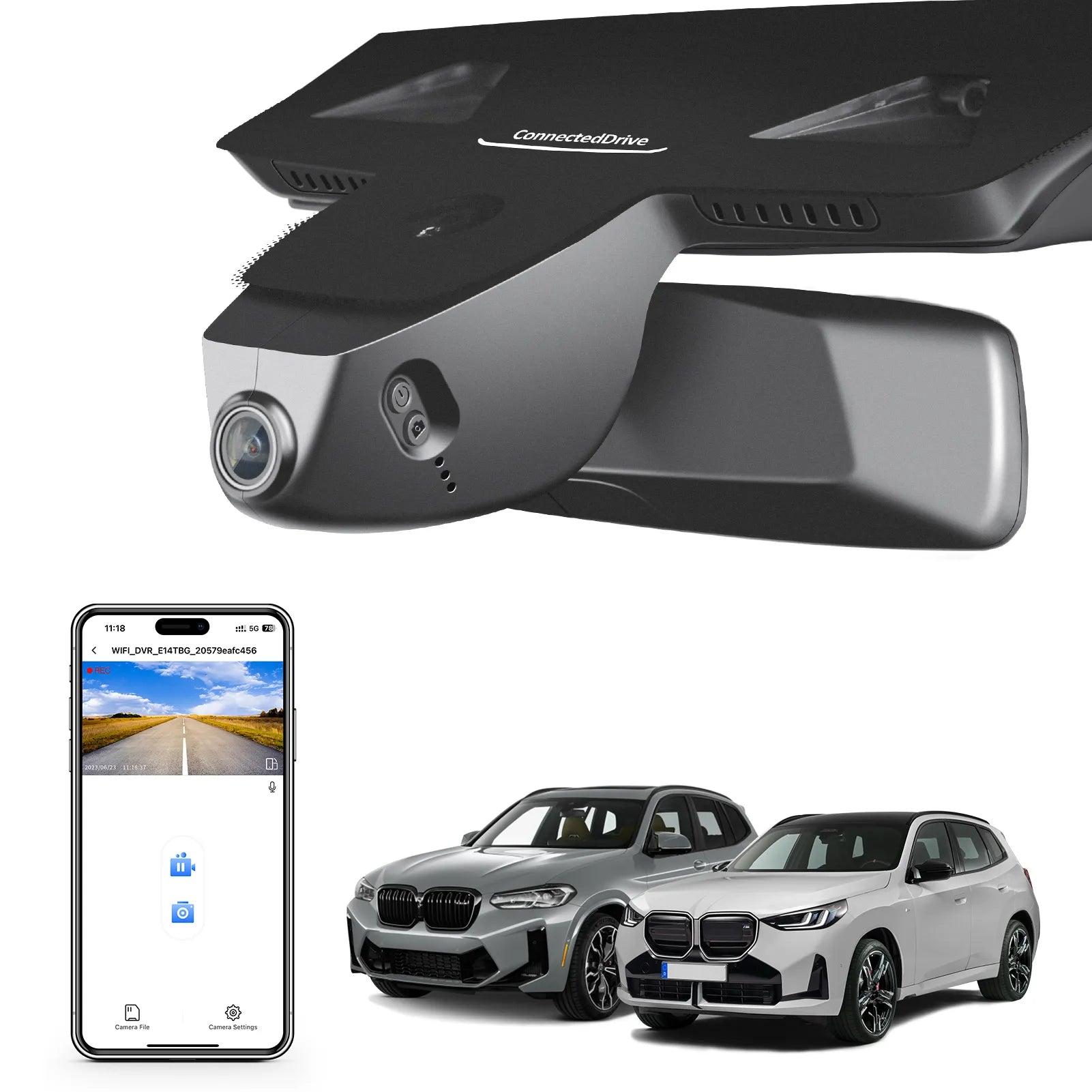 4K Dash Cam Custom for BMW Gen3 G01 X3 2018-2024, F97 X3M 2020+(Model C), sDrive28i xDrive30i M40i, OEM Style, 2160P UHD Video, WiFi & APP, 64GB Card