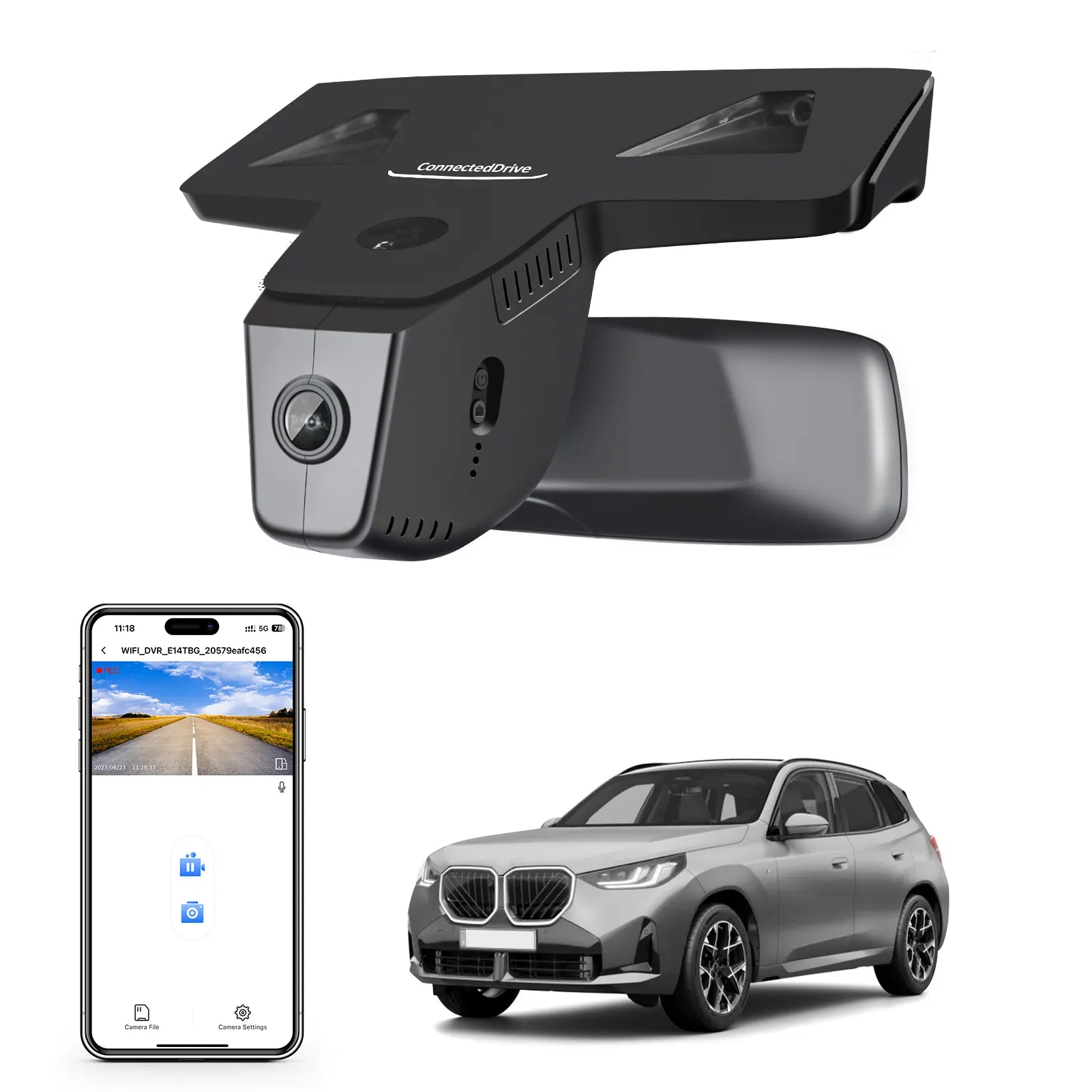 4K Dash Cam Custom for BMW X3 Gen4 G45 2025, 30 xDrive M50 xDrive, OEM Style, 2160P UHD Video, WiFi & APP, 64GB Card