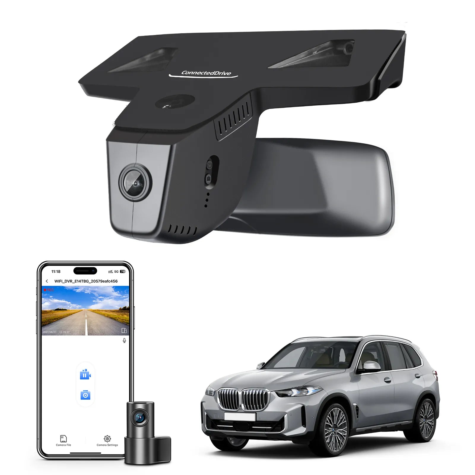 Front 4K & Rear 1080p Dash Cam for BMW X5 Gen4 G05 F95 2024+ Facelift(Model C), X5 M M60i sDrive40i xDrive40i, OEM Style, 2160P UHD Video, WiFi & APP, 128GB Card