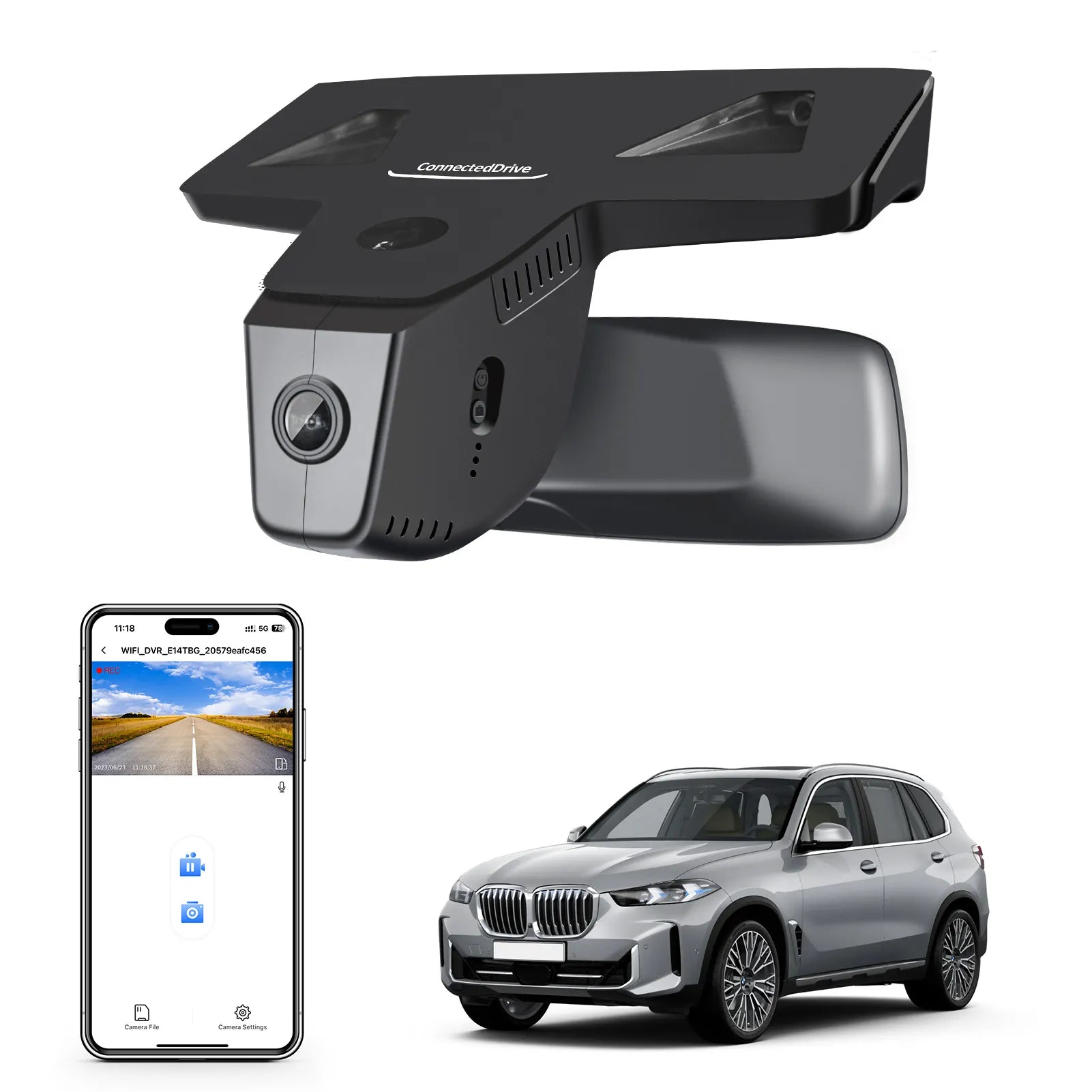 4K Dash Cam for BMW X5 Gen4 G05 F95 2024+ Facelift (Model C), X5 M M60i sDrive40i xDrive40i, OEM Style, 2160P UHD Video, WiFi & APP, Loop Recording, G-Sensor, Easy to Use, 64GB Card