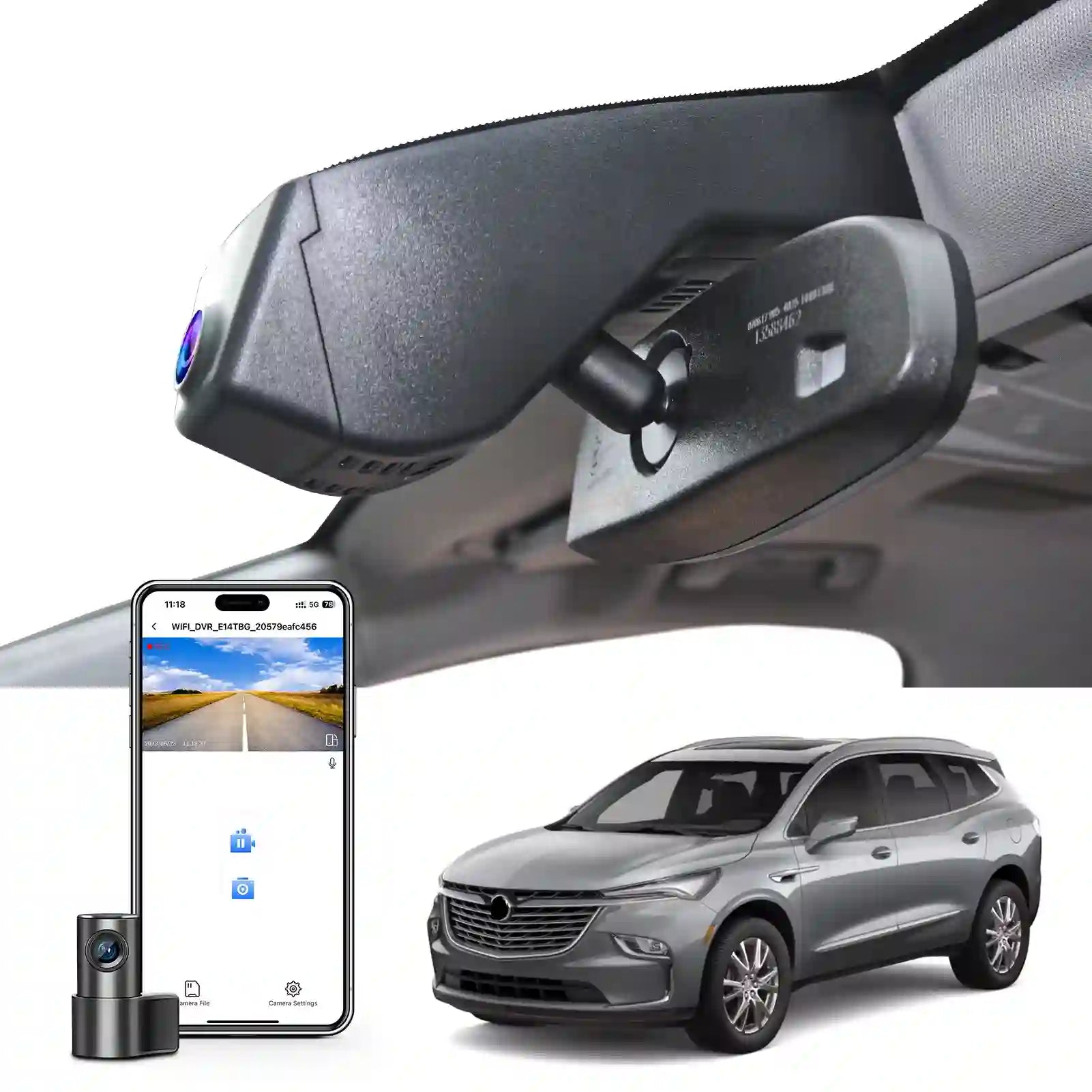 Mangoal front 4K & rear 1080P Dash Cam custom fit for Buick Enclave 2018-2024 (Model A), Base Essence Premium Avenir Preferred, Integrated OEM Look, UHD 2160P Video, G-Sensor, Loop Recording, Easy to Install, 128GB Card