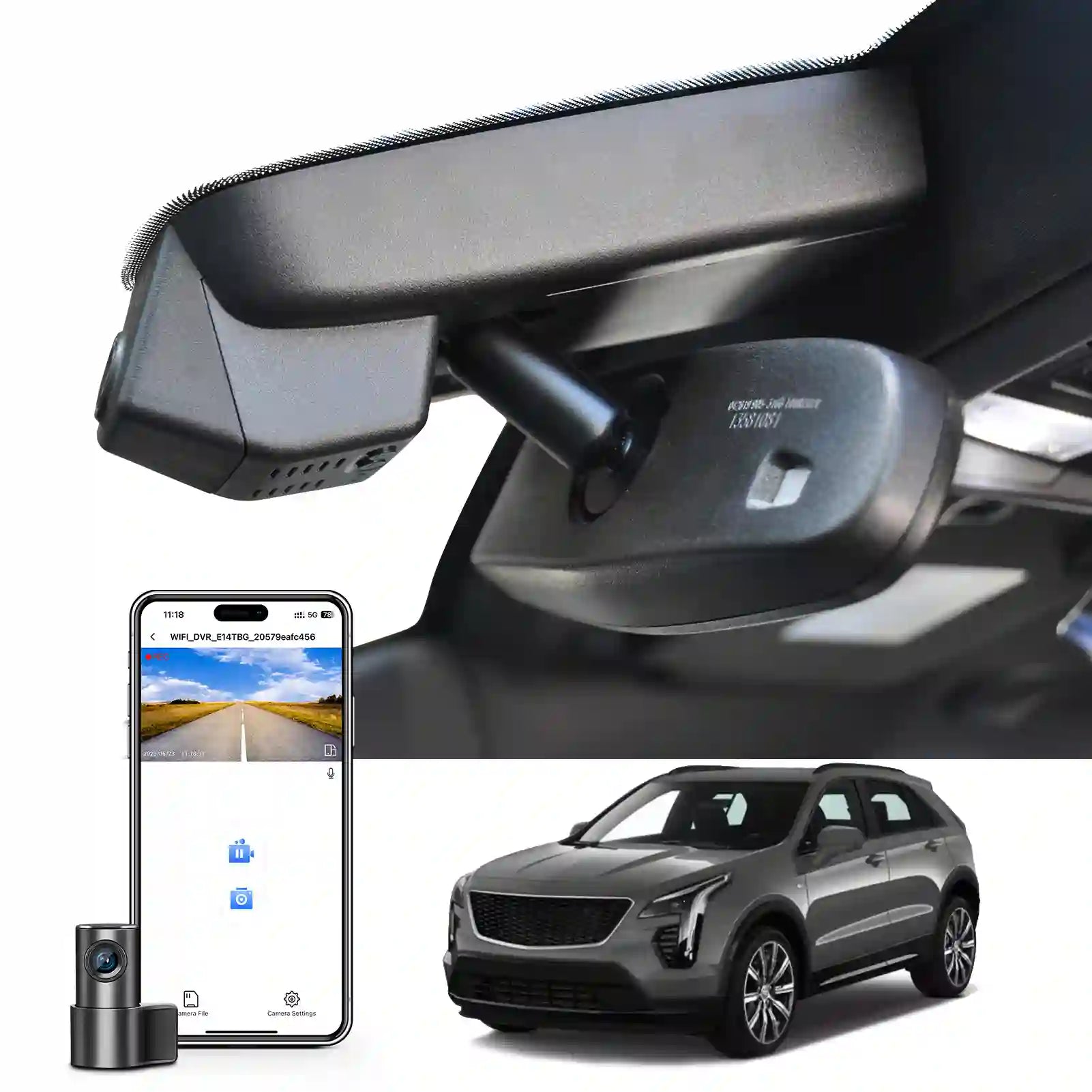 Front 4K & Rear 1080p Dash Cam Custom fit for Cadillac XT4 2019-2023(Model A), Model A & Model B Have Same Models Years but Vehicle Sensor Cover are Different, Free App,WiFi, 128GB Card