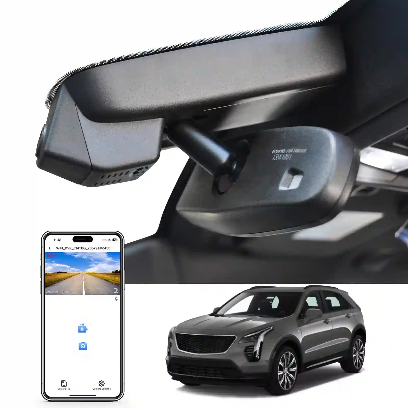 4K Dash Cam Custom fit for Cadillac XT4 2019-2023(Model A), Model A & Model B Have Same Models Years but Vehicle Sensor Cover are Different, Free App,WiFi, 64GB Card