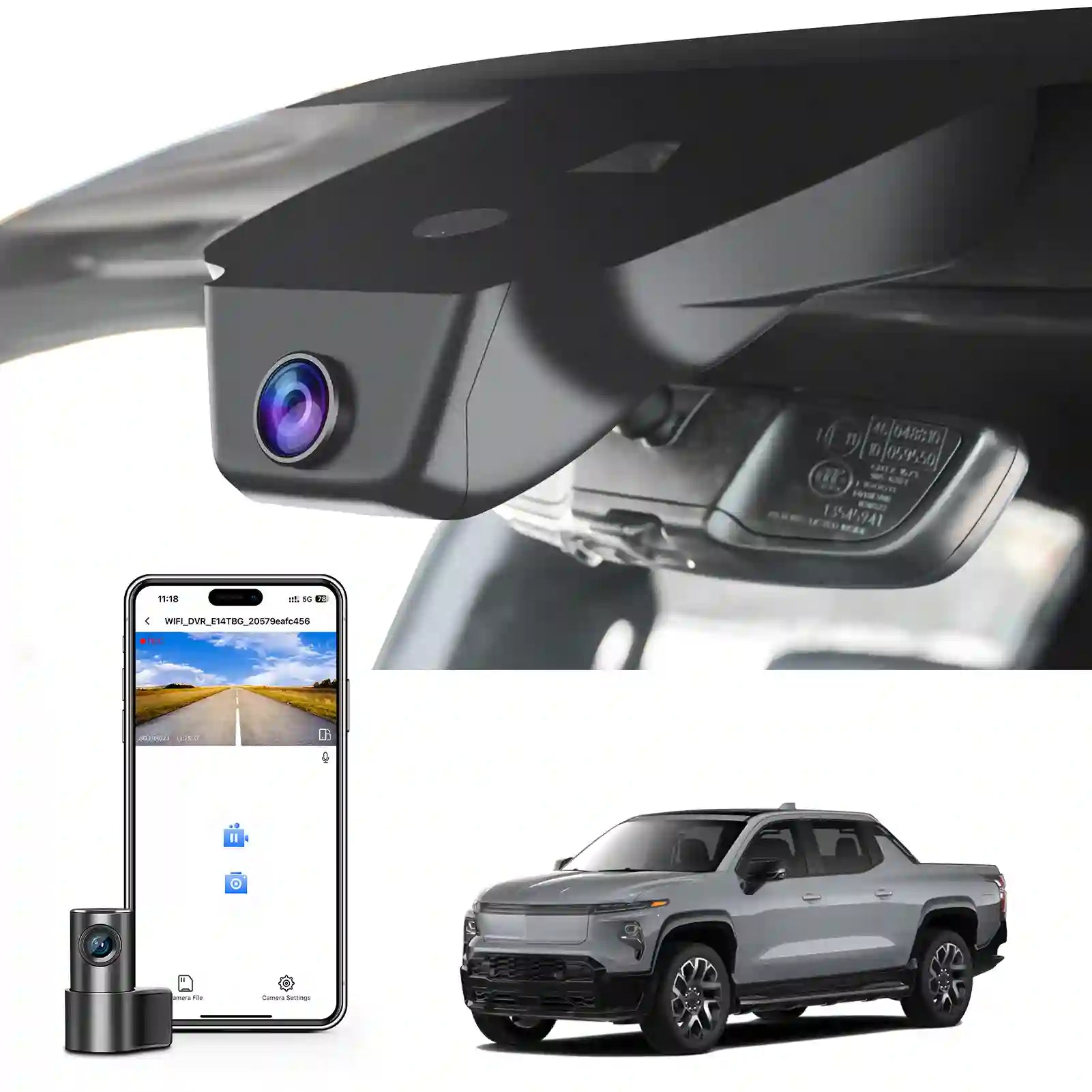 Front 4K & Rear 1080p Dash Cam fit for Chevy Silverado EV 2024 2025 LT RST Work Truck, Integrated OEM Look, UHD 2160P Video, WiFi & App, 128GB Card