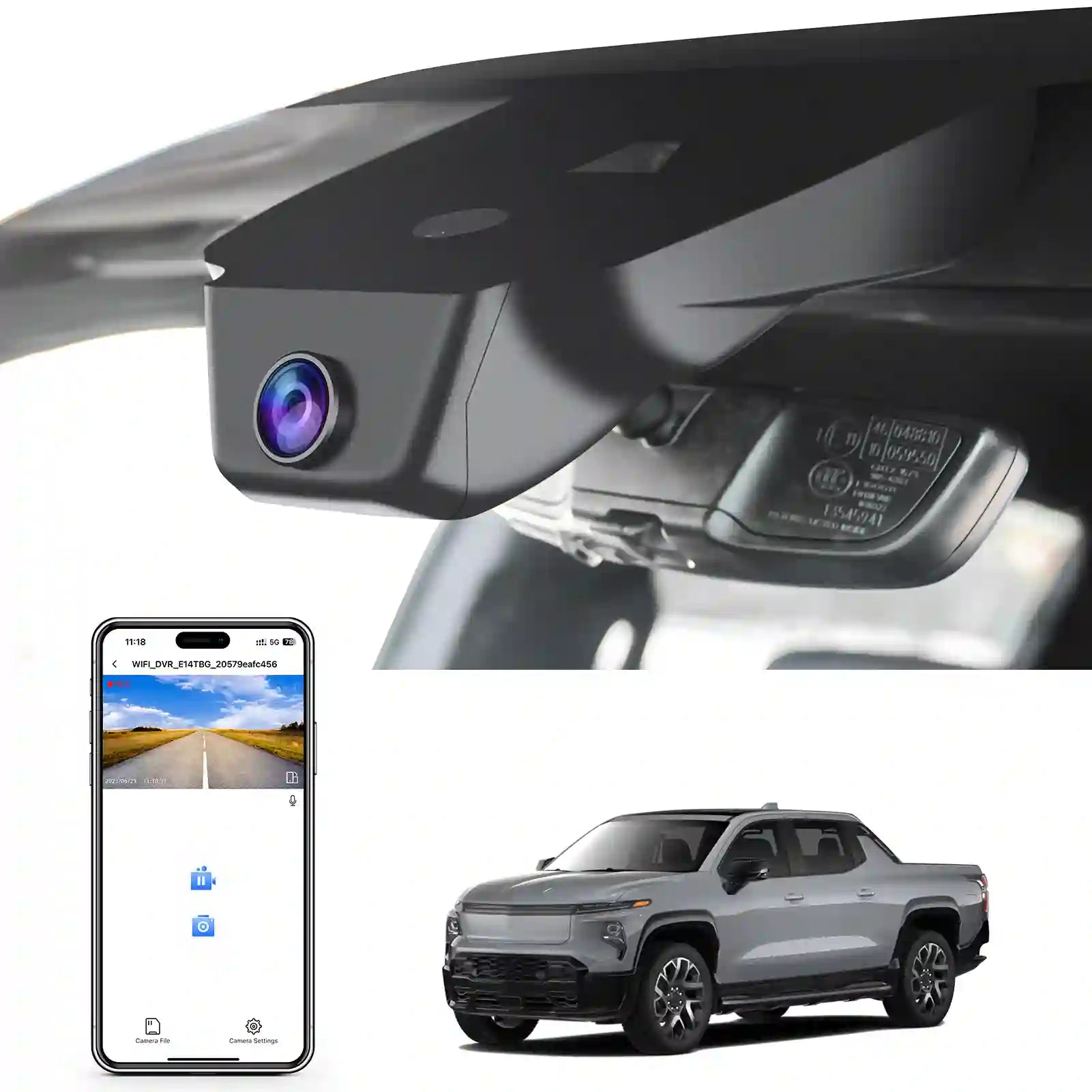 4K Dash Cam fit for Chevy Silverado EV 2024 2025 LT RST Work Truck, Integrated OEM Look, UHD 2160P Video, WiFi & App, 128GB Card