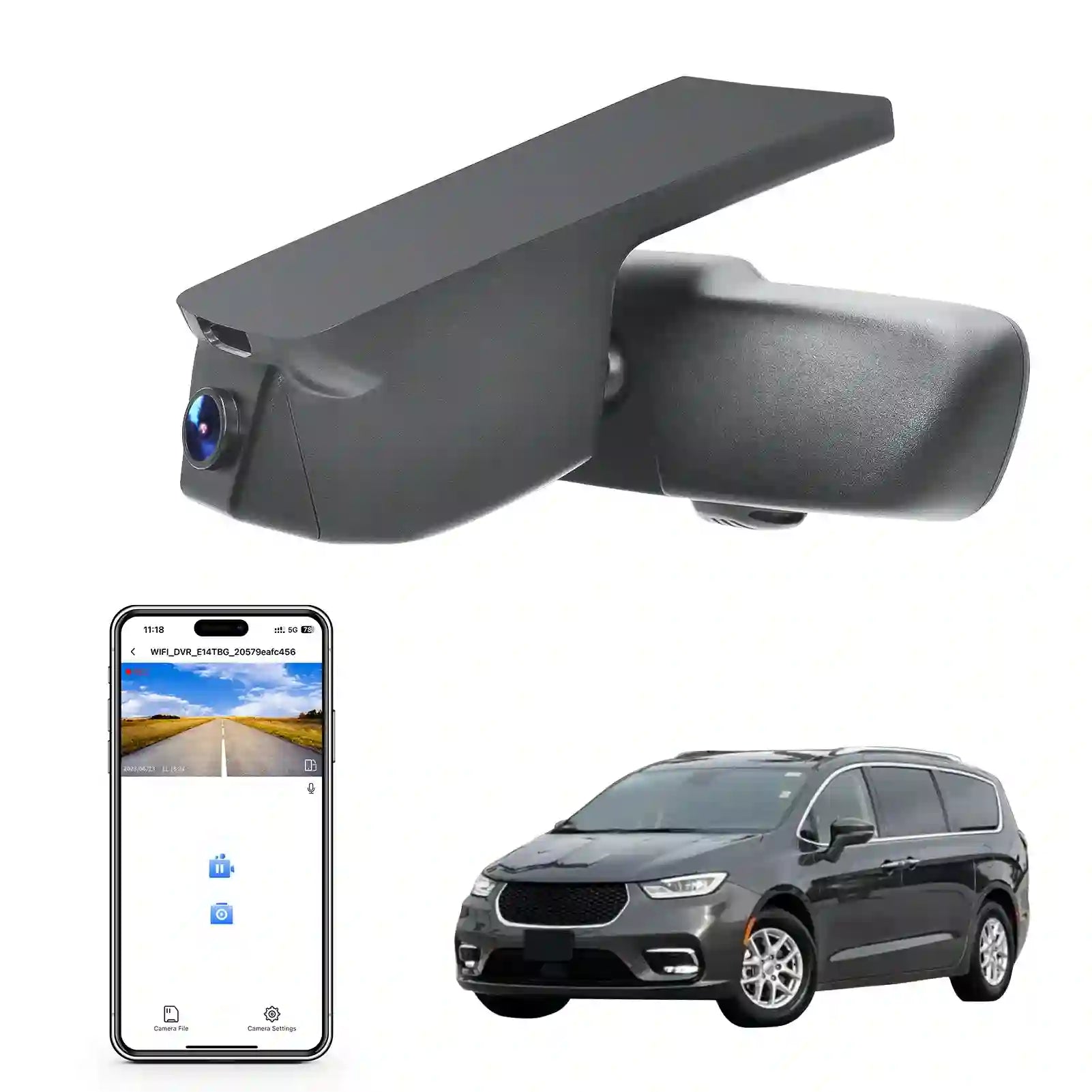 Mangoal 4K Dash Cam Custom Fit for Chrysler Pacifica 2017 2018 2019 2020 2021 2022(Model B),LX Limited Touring-L Touring Touring-L Plus,Integrated OEM Look, UHD 2160P Video, WiFi & App,128GB Card