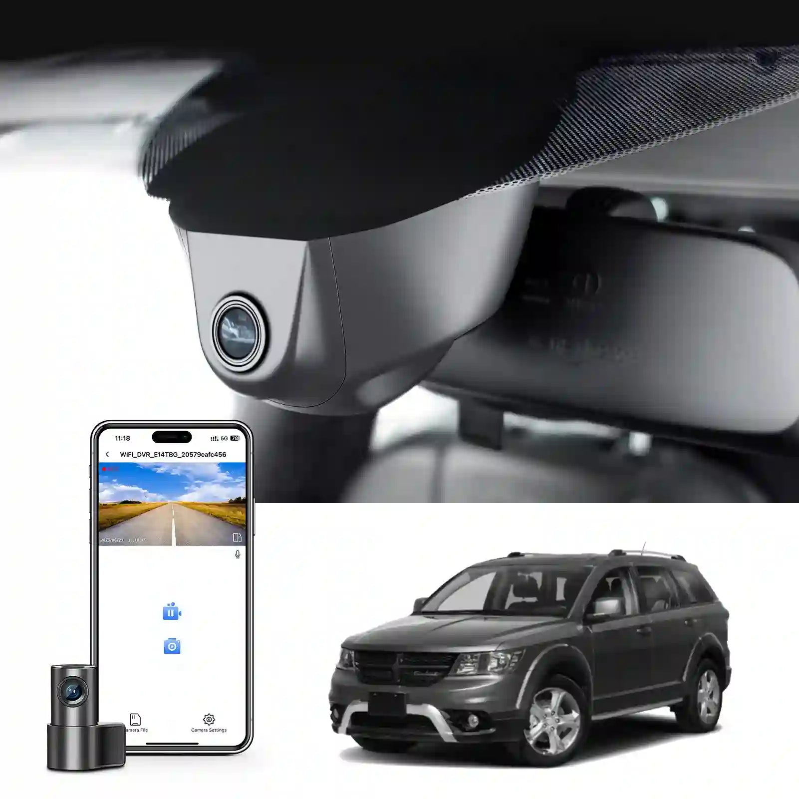 front 4k and rear 1080 dual dash cam for dodge journey