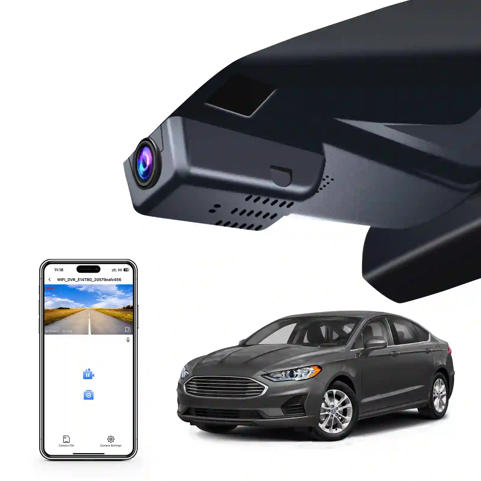 Ford Fusion dash camera front 4k only 