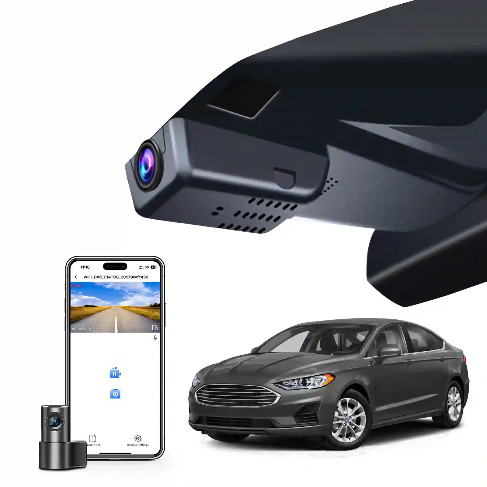 Mangoal Front 4K & Rear 1080p Dash Cam fit for Ford Fusion 2013-2020 Gen2, S SE SEL Titanium Accessories, UHD 2160P Video, WiFi & App, G-Sensor, Loop Recording, Easy to Install, 128GB Card