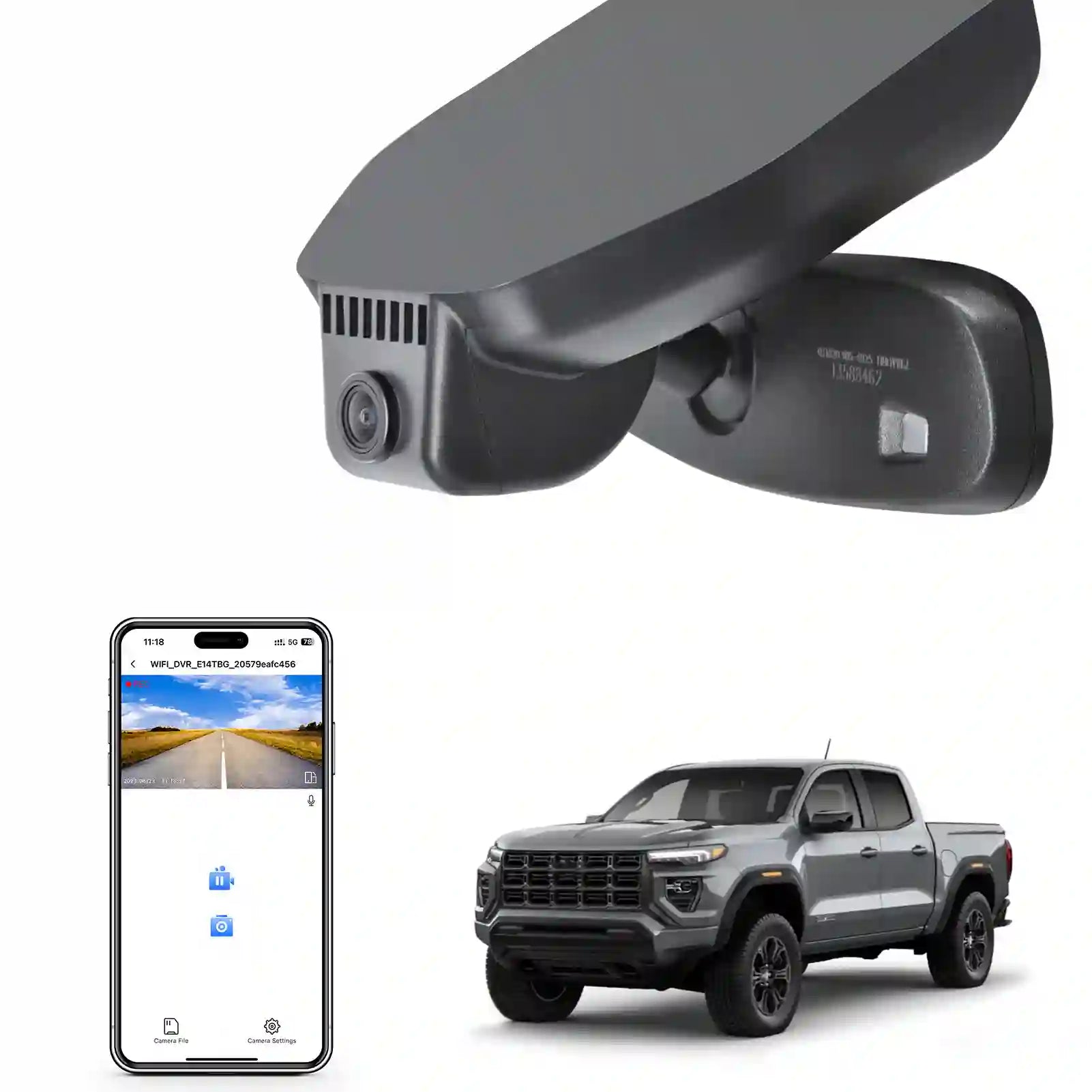 4K Dash Cam Custom fit for GMC Canyon 2023 2024 2025 WD Elevation AT4 Denali(Model B), Integrated OEM Look, UHD 2160P Video, Built-in WiFi, Free App and 128GB Card