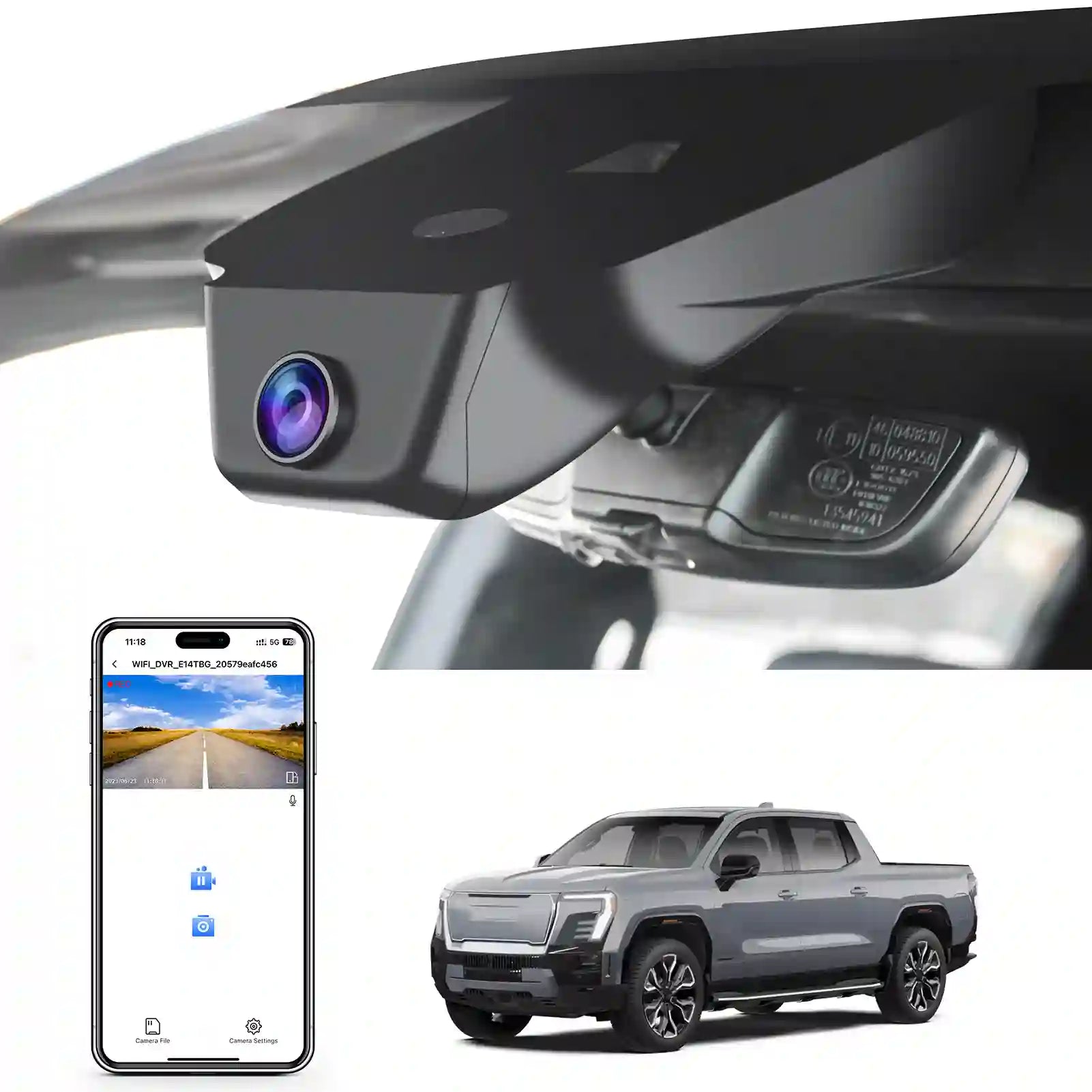 4K Dash Cam fit for GMC Sierra EV Denali 2024 2025 Extended Range Denali Max Range Denali, Integrated OEM Look, UHD 2160P Video, WiFi & App, 128GB Card