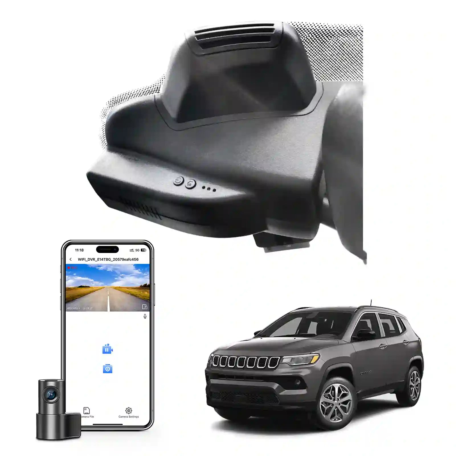 Mangoal Front 4K & Rear 1080P Dash Cam Fit for Jeep Compass 2017 2018 2019 2020 2021 2021 2022 2023 2024, Altitude Latitude Limited Trailhawk, OEM Look,UHD 2160P Video,WiFi & App,128GB Card