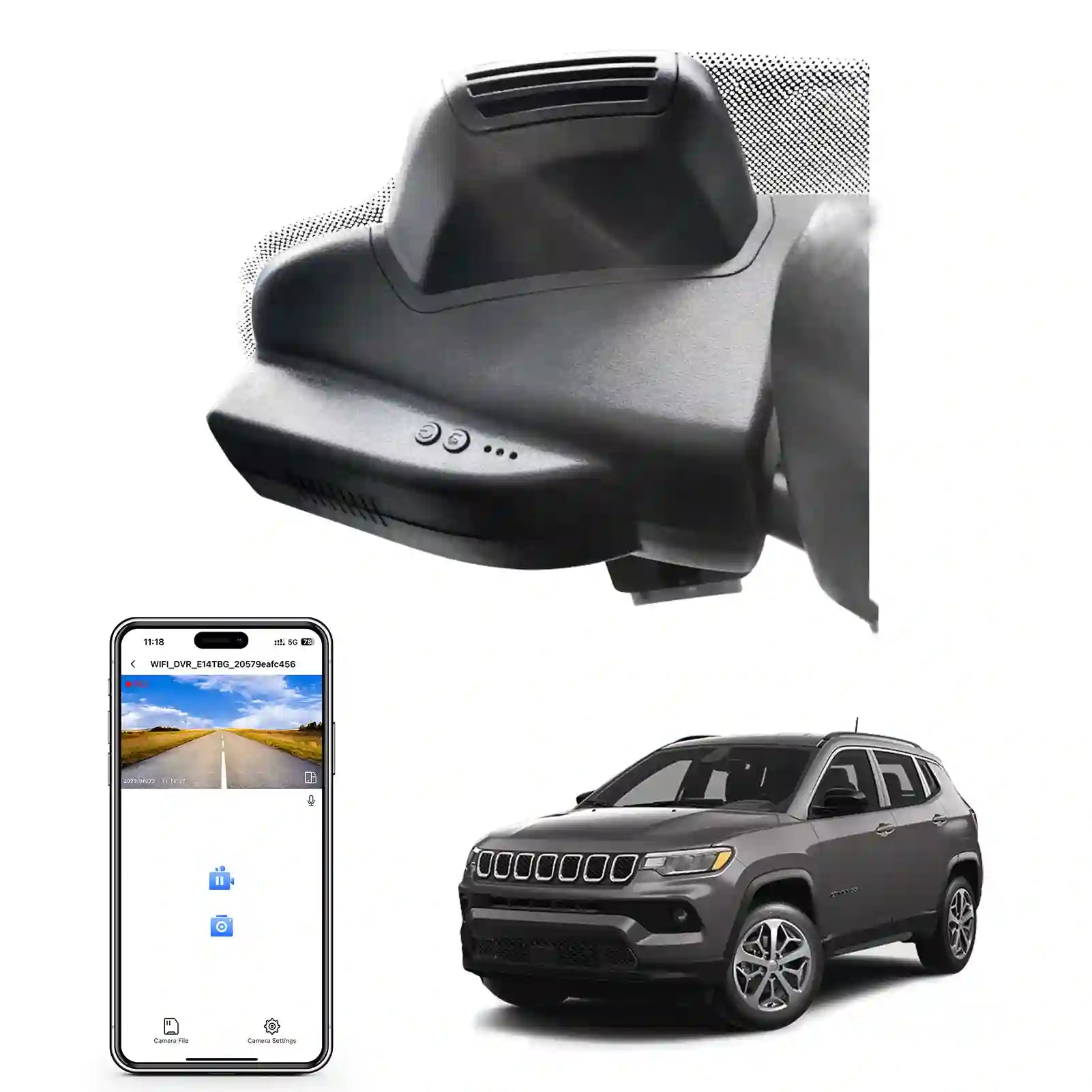 Mangoal 4K Dash Cam Fit for Jeep 2th Gen Compass 2017-2024 MP552, Sport Latitude Altitude Latitude Lux Limited High Altitude Trailhawk, OEM Look, UHD 2160P Video, WiFi & App, 128GB Card