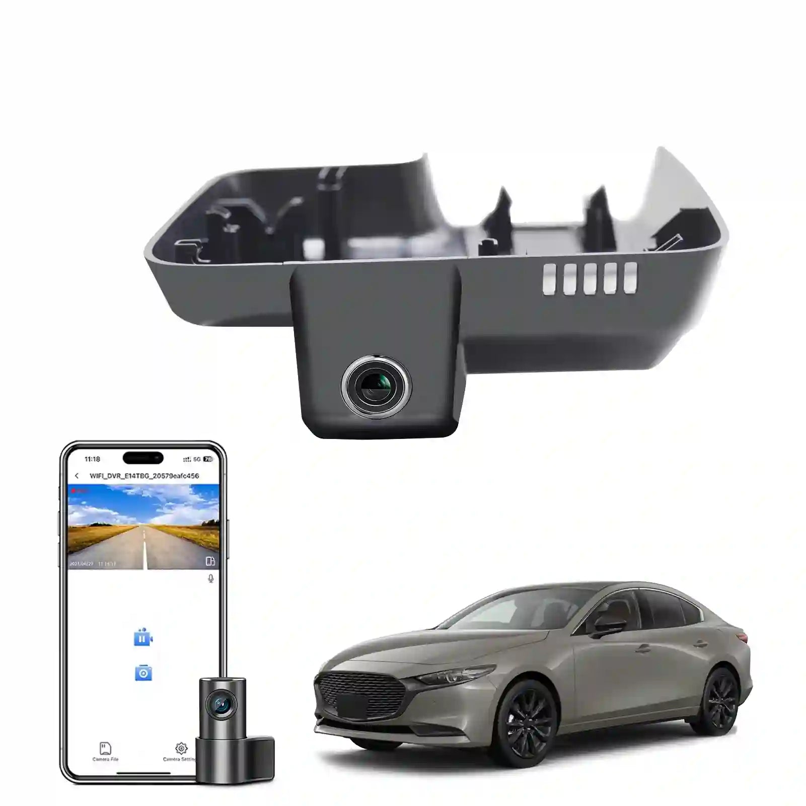 Front 4K & Rear 1080p Dash Cam Custom fit for Mazda 3 2024 2025(Model B), UHD 2160P Video, Free App & WiFi, 128GB Card